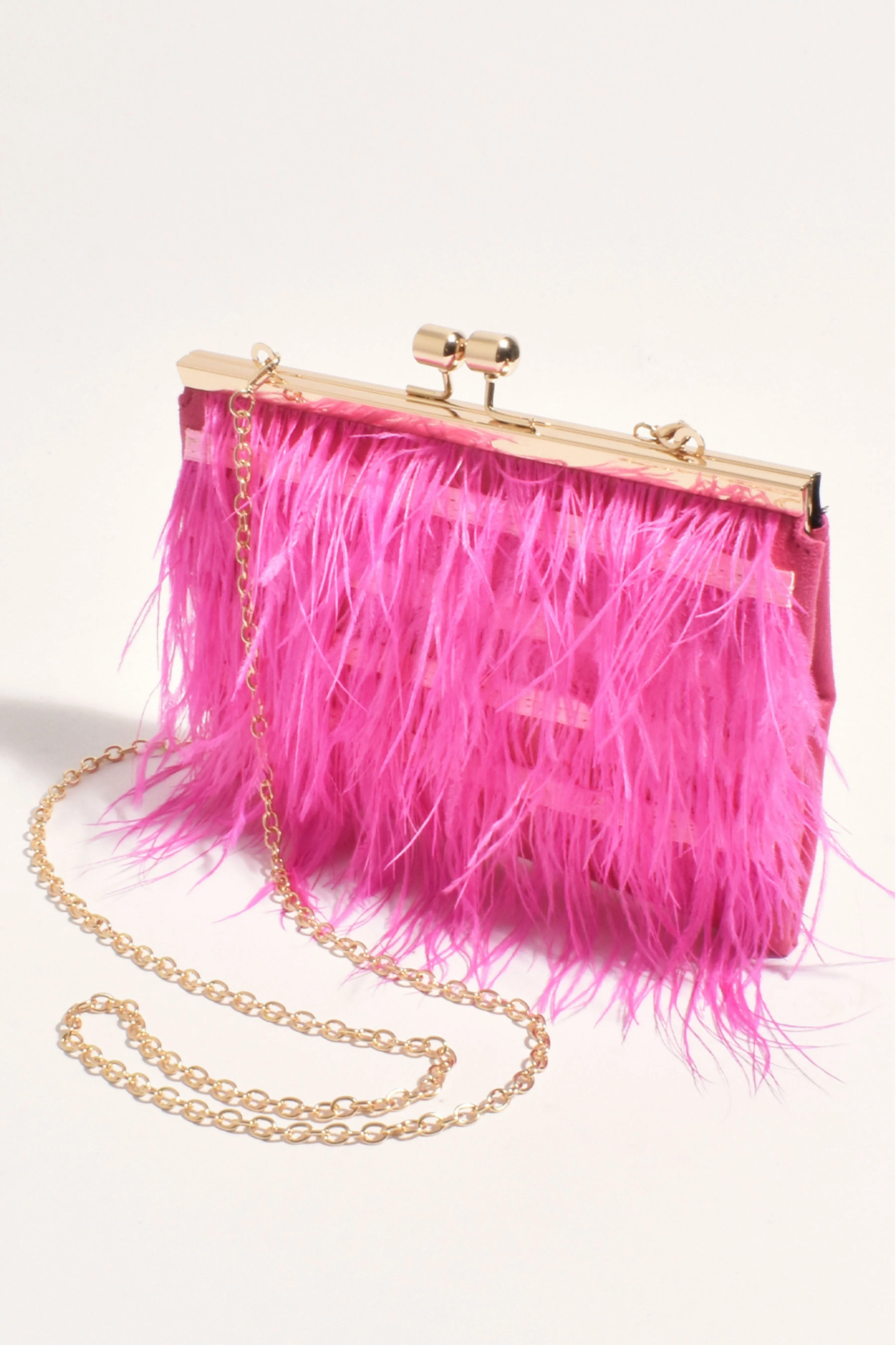 Cher Feather Floaty Clutch - Fuchsia Pink
