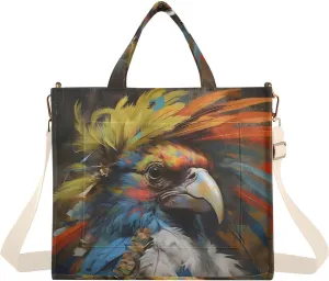 Chief Bird Women Tote Bag Corduroy Handbag Purse Shoulder Bag with Detachable Strap Small Size