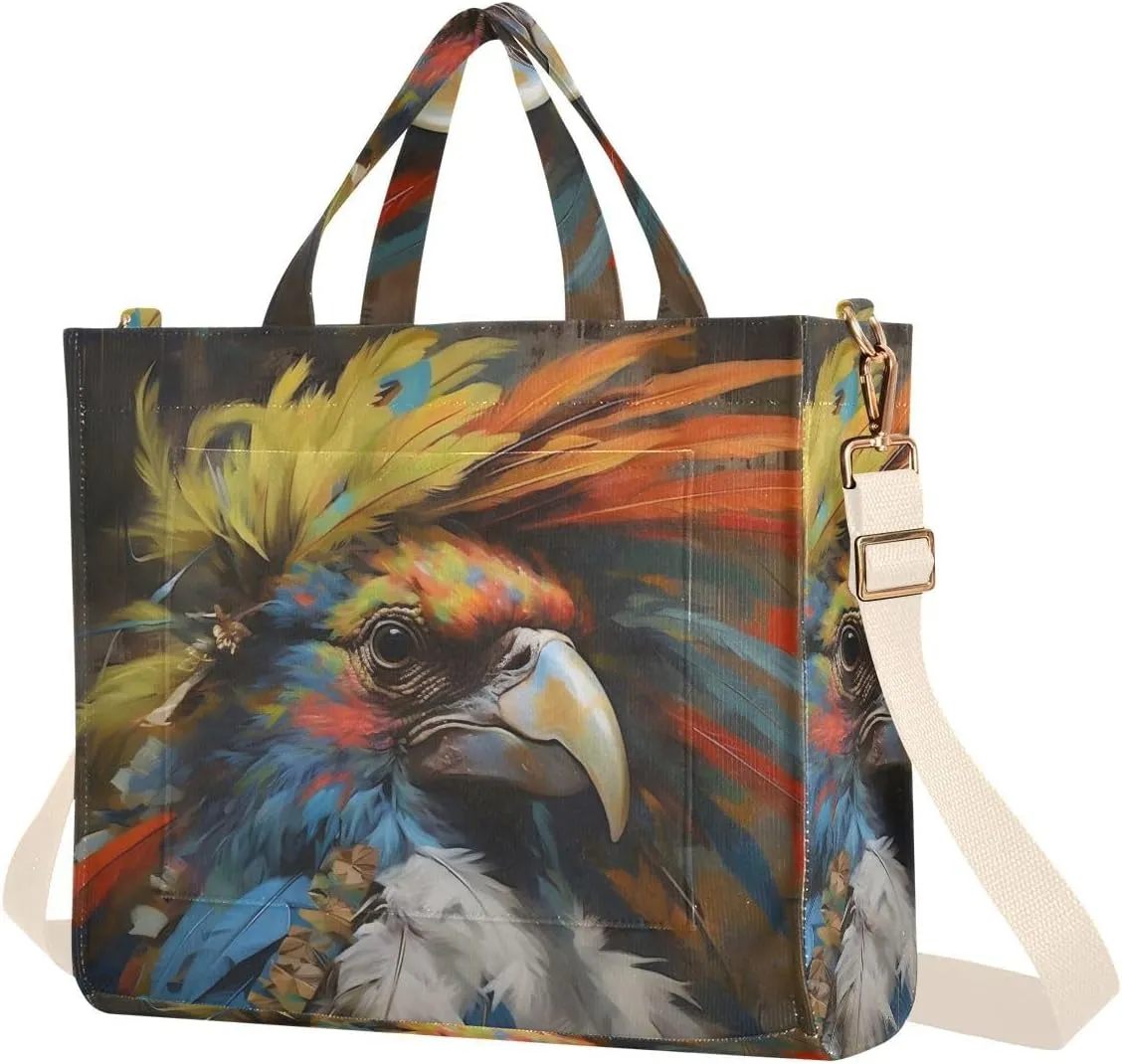 Chief Bird Women Tote Bag Corduroy Handbag Purse Shoulder Bag with Detachable Strap Small Size