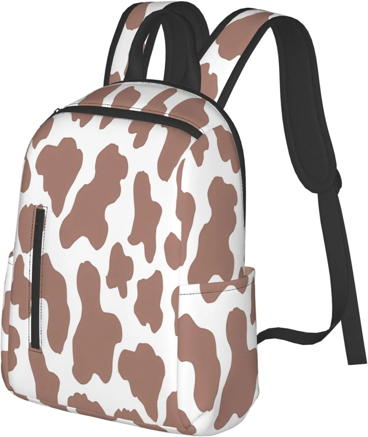 Chocolate Brown Black Cow Print Aesthetic Casual Backpacks Large Capacity Laptop Backpack Sports Rucksack Travel Daypack Adjustable Shoulder Strap Work Bag for Outdoor Camping