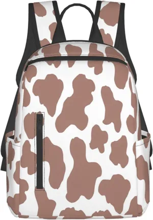 Chocolate Brown Black Cow Print Aesthetic Casual Backpacks Large Capacity Laptop Backpack Sports Rucksack Travel Daypack Adjustable Shoulder Strap Work Bag for Outdoor Camping