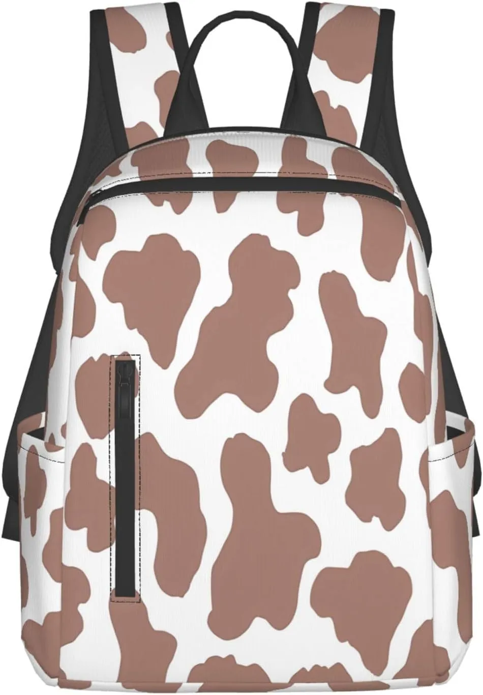 Chocolate Brown Black Cow Print Aesthetic Casual Backpacks Large Capacity Laptop Backpack Sports Rucksack Travel Daypack Adjustable Shoulder Strap Work Bag for Outdoor Camping