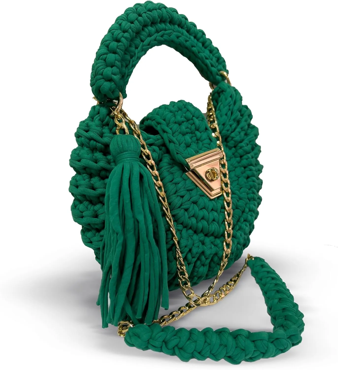 CHQEL Evening Clutch Bag for Women, Handmade Crochet Wedding Party Purse, Small Flap Formal Crossbody Handbag Evening Clutch