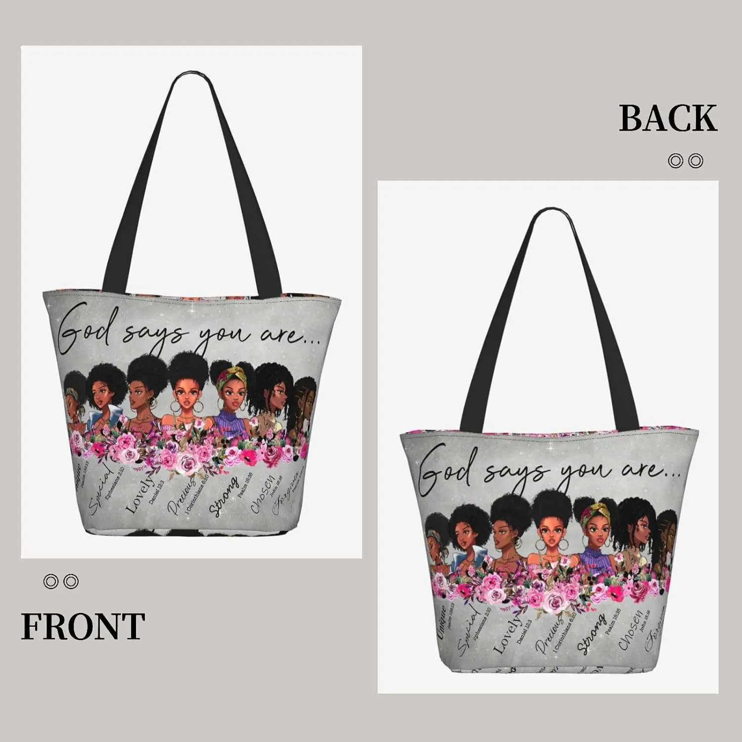 Christian Tote Bags for Women Bible Bags for Women Religious Gifts Bible Church Bag Reusable Grocery Shopping Bag
