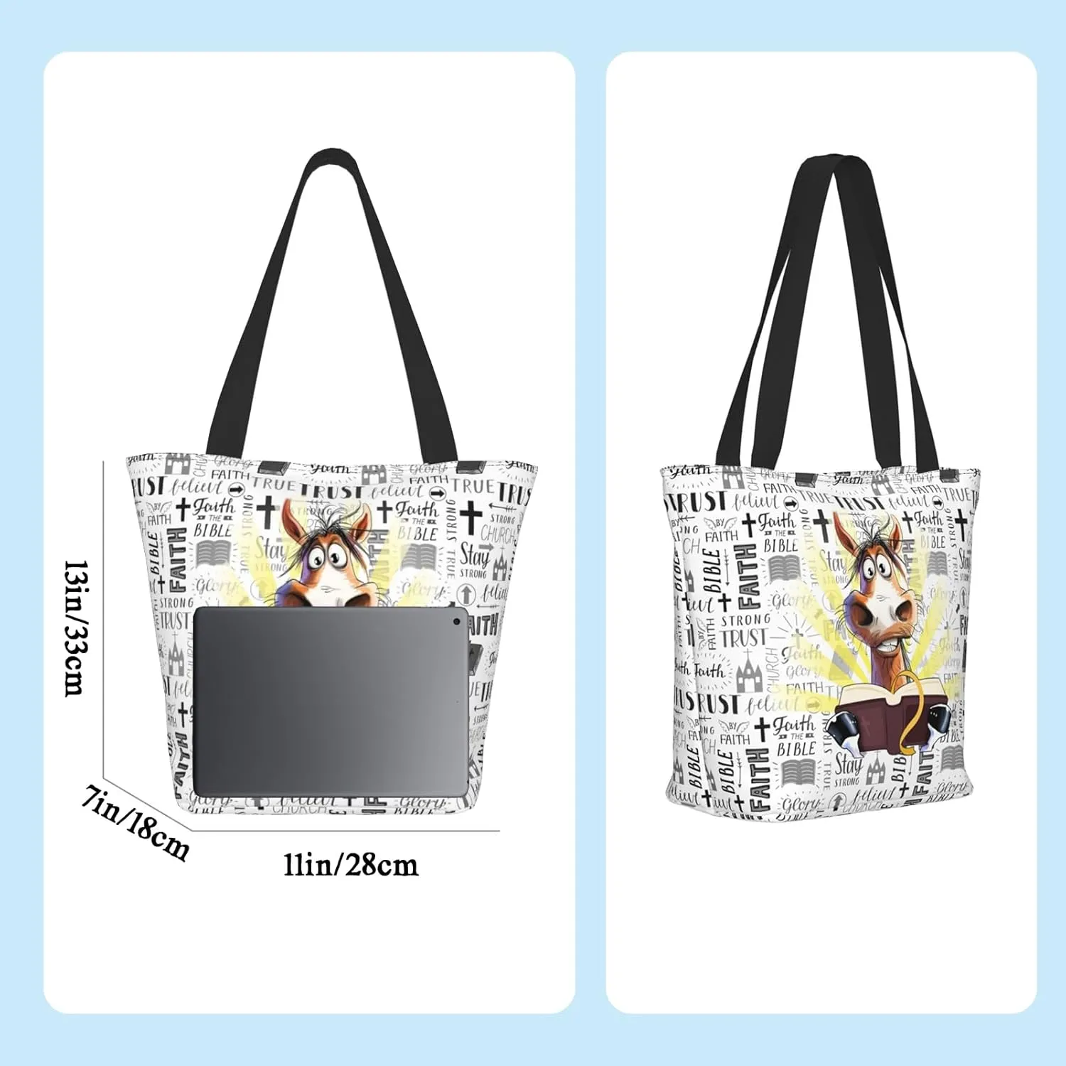 Christian Tote Bags for Women Bible Bags for Women Religious Gifts Bible Church Bag Reusable Grocery Shopping Bag
