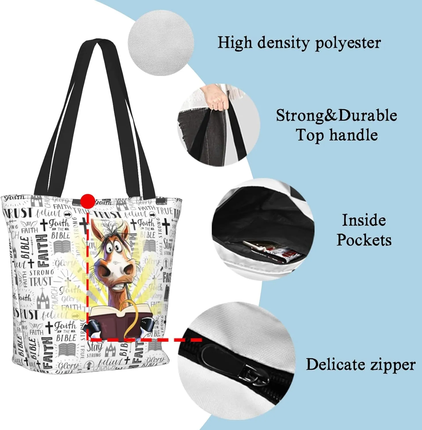 Christian Tote Bags for Women Bible Bags for Women Religious Gifts Bible Church Bag Reusable Grocery Shopping Bag