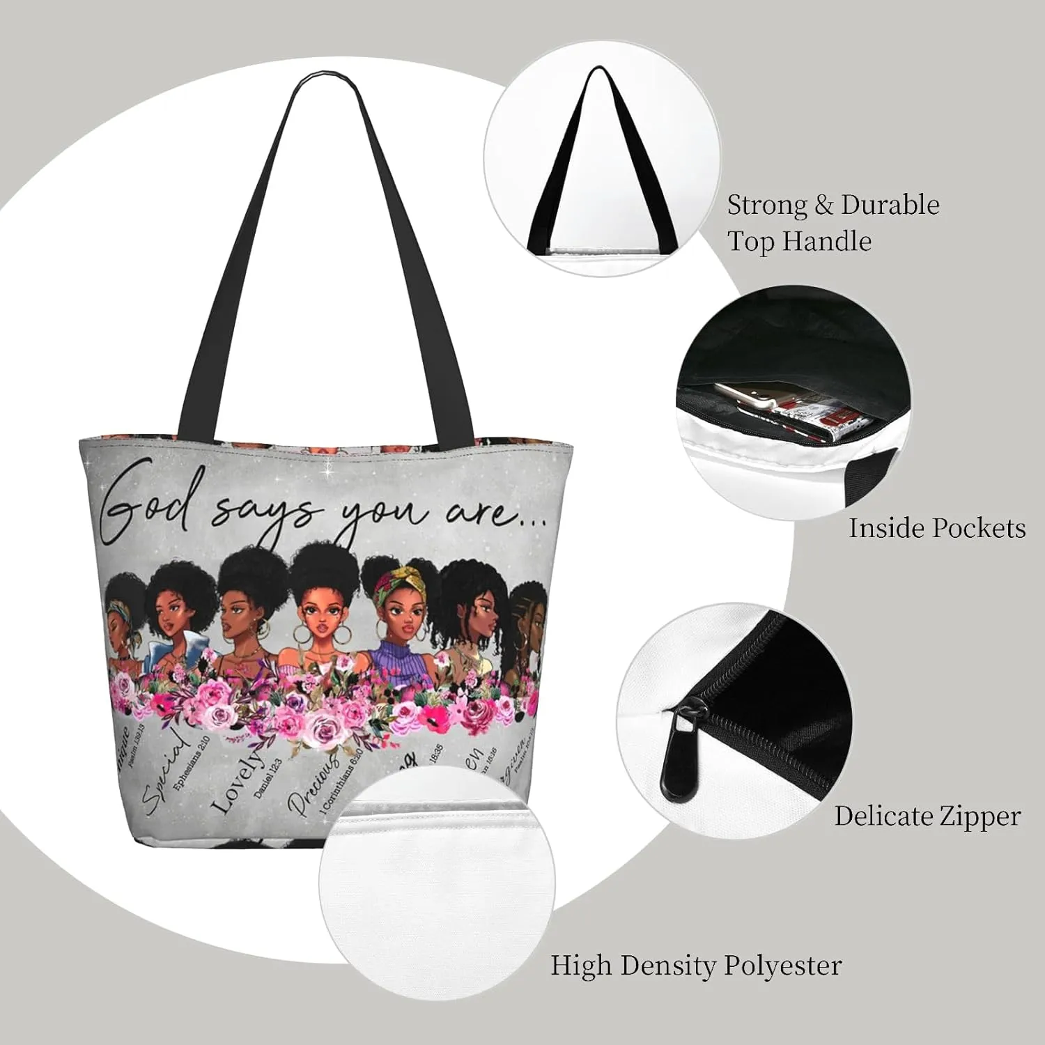 Christian Tote Bags for Women Bible Bags for Women Religious Gifts Bible Church Bag Reusable Grocery Shopping Bag
