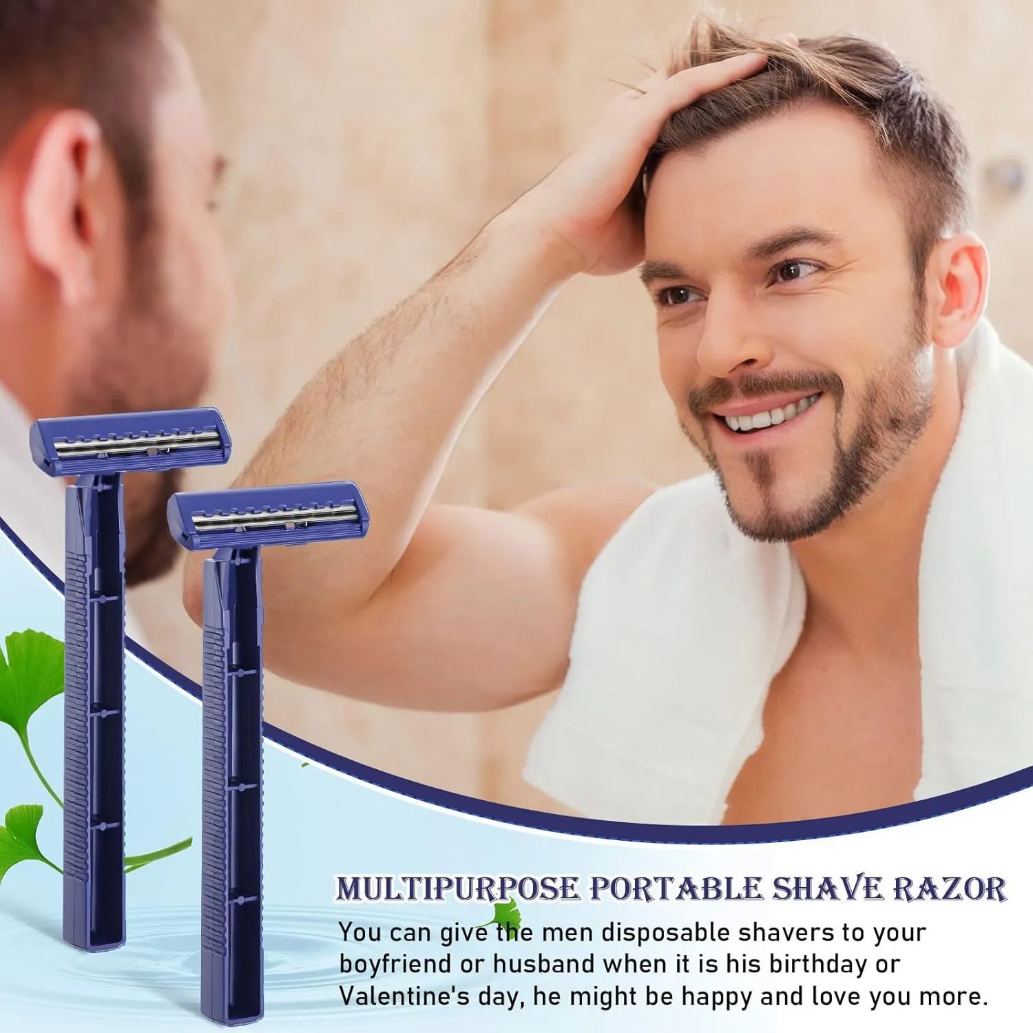 Chumia Twin Blade Razors for Men Stainless Steel Disposable Razors Men Bulk Plastic Shavers Multipurpose Portable Manual Disposable Shavers for Bathing Hotel Travel(1000 Pieces)