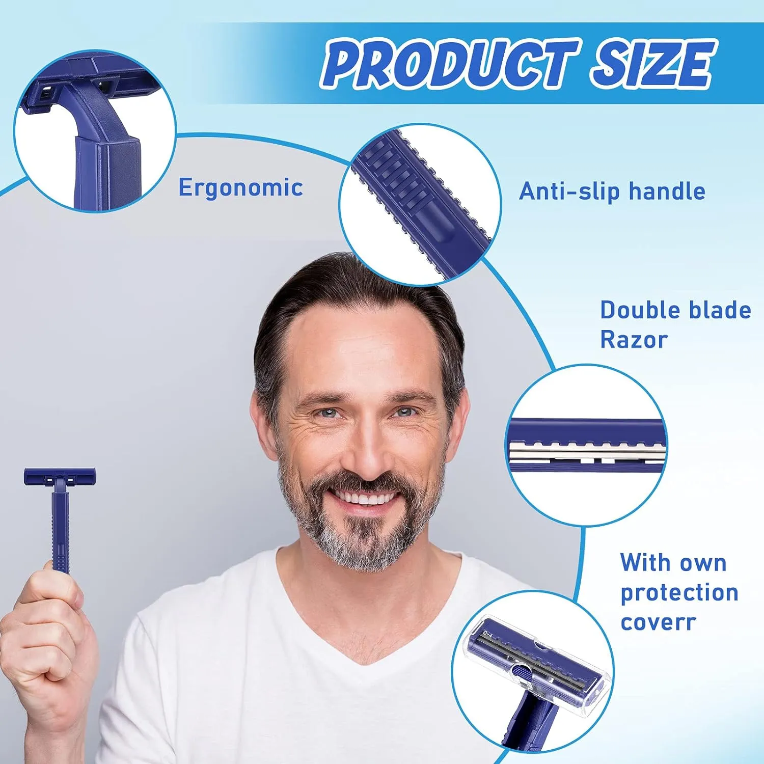 Chumia Twin Blade Razors for Men Stainless Steel Disposable Razors Men Bulk Plastic Shavers Multipurpose Portable Manual Disposable Shavers for Bathing Hotel Travel(200 Pieces)