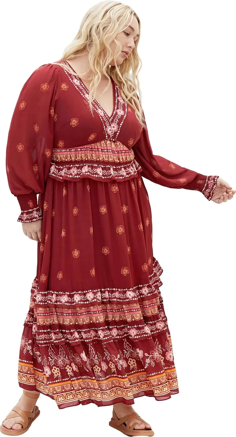 City Chic Women's Long Sleeved Paisley Print Dress