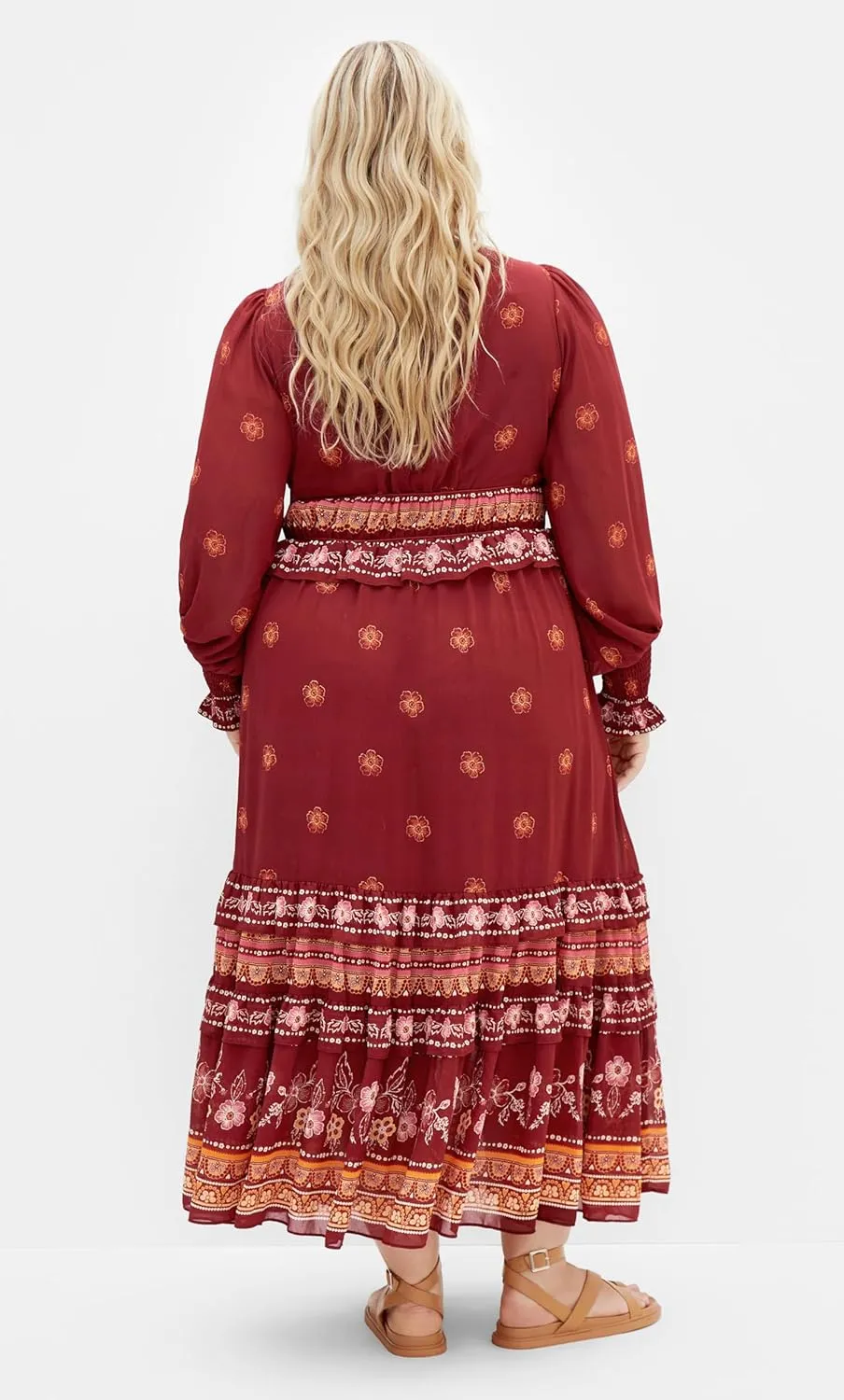 City Chic Women's Long Sleeved Paisley Print Dress