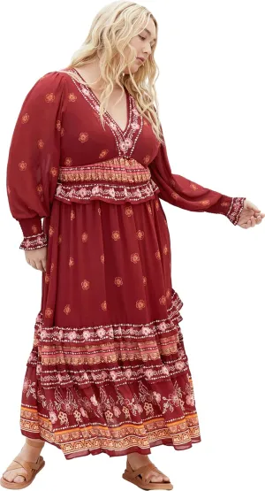 City Chic Women's Long Sleeved Paisley Print Dress