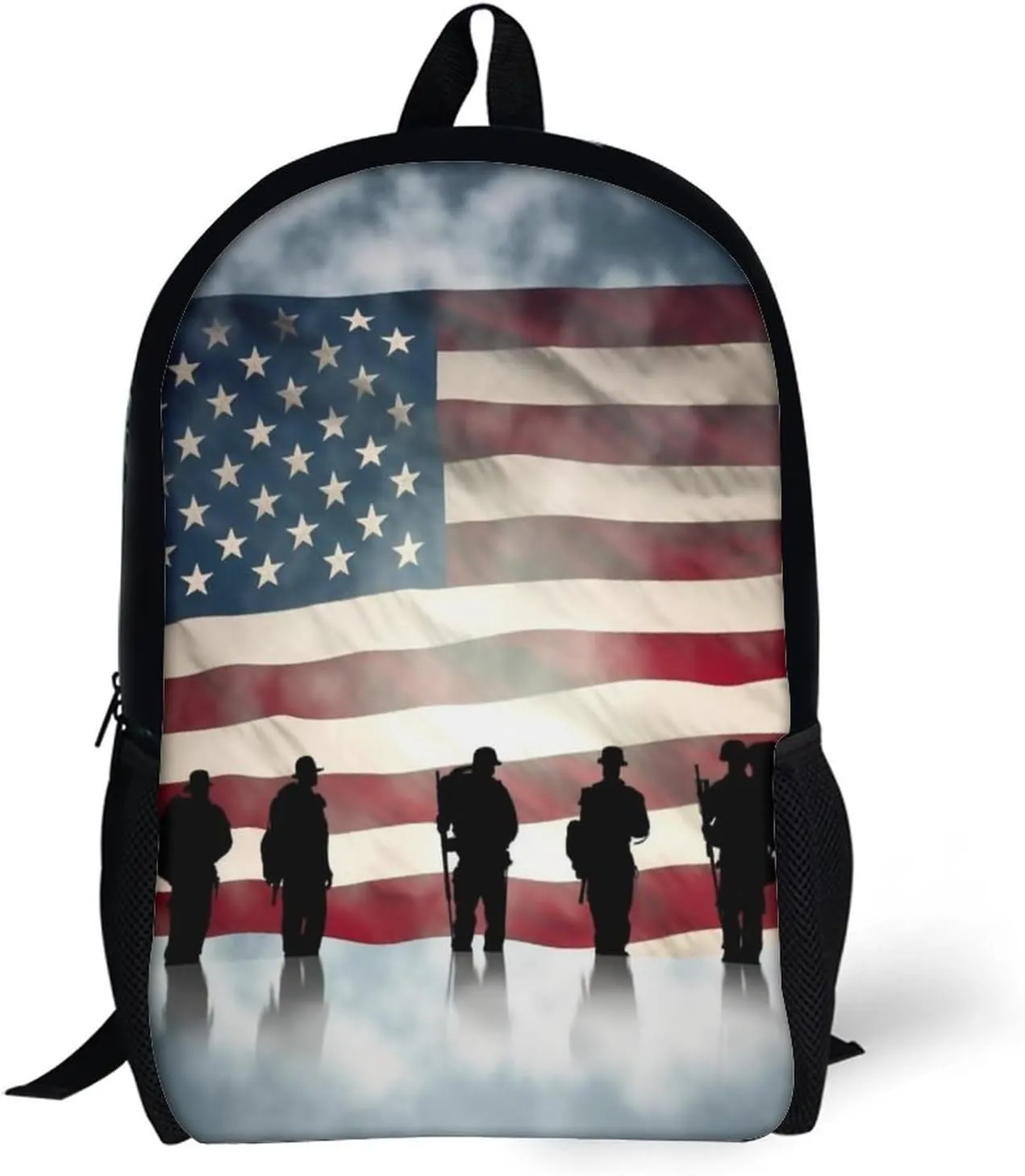 Classic 17 Inch Backpack for Women Men,American Flag Veterans Day Print Cute Casual Daypack Backpacks,Basic Light Weight Back Pack,Travel Hiking Work Laptop Backpack