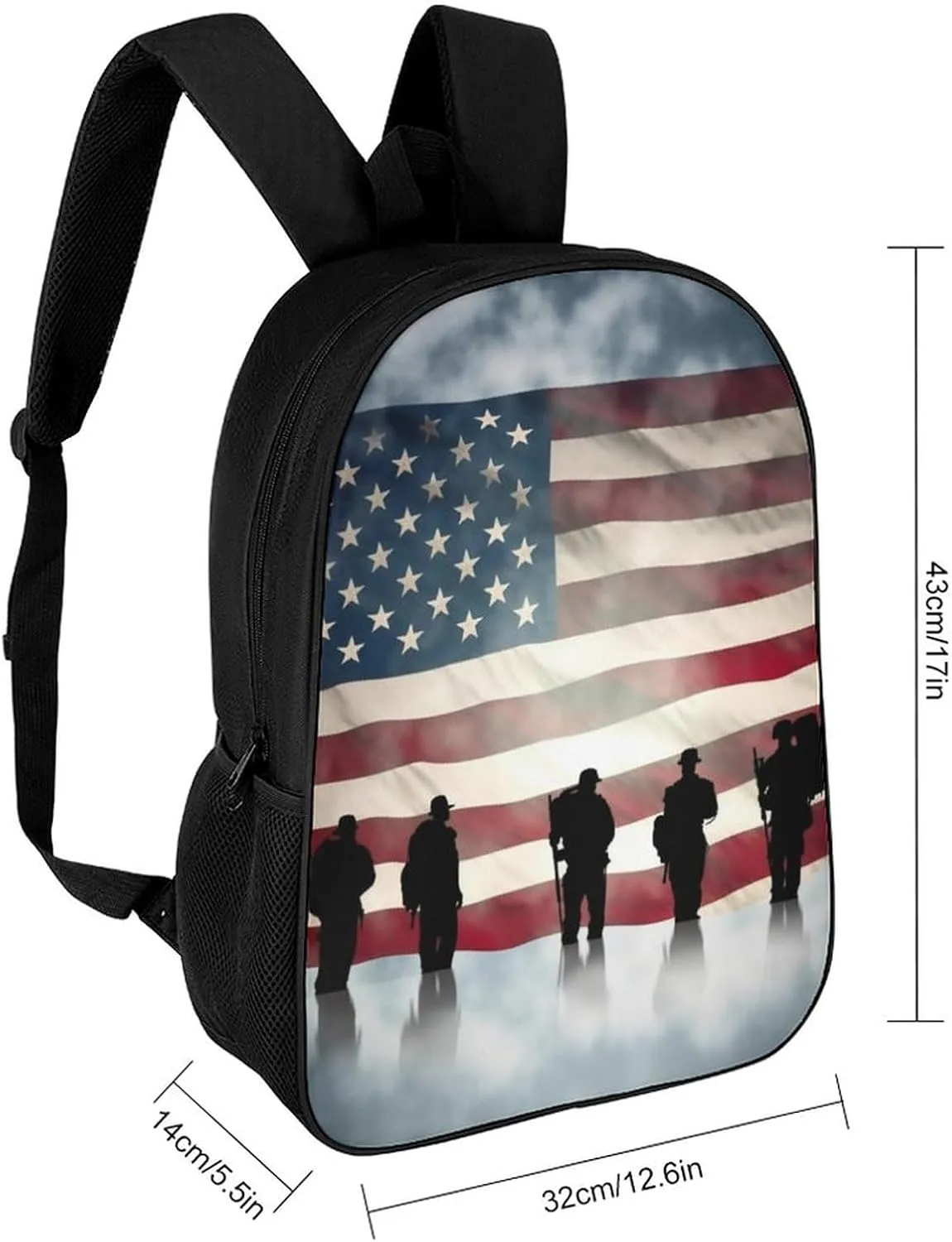 Classic 17 Inch Backpack for Women Men,American Flag Veterans Day Print Cute Casual Daypack Backpacks,Basic Light Weight Back Pack,Travel Hiking Work Laptop Backpack