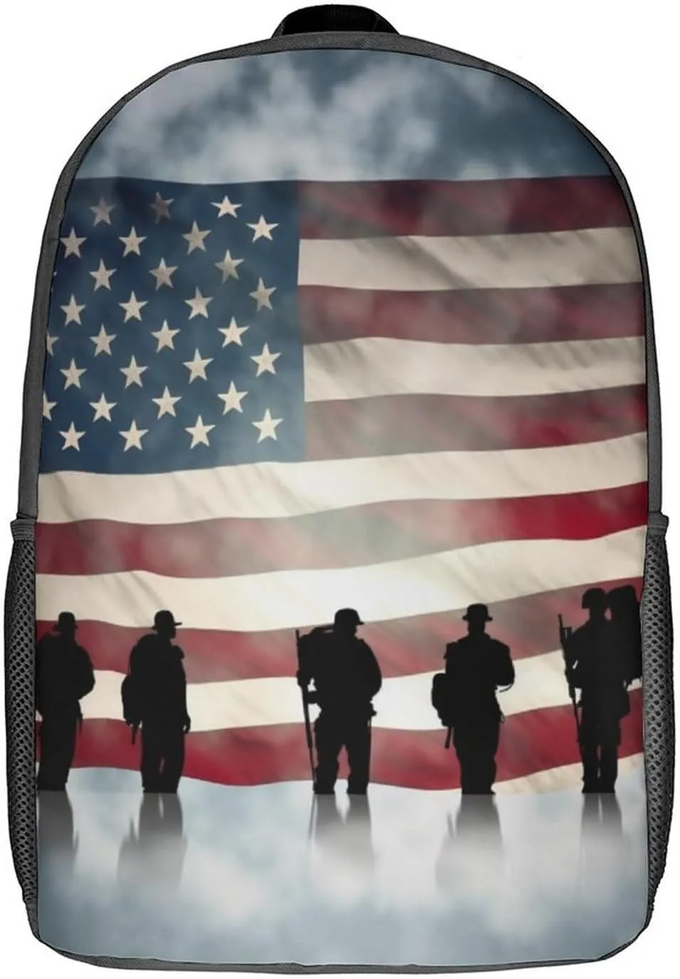 Classic 17 Inch Backpack for Women Men,American Flag Veterans Day Print Cute Casual Daypack Backpacks,Basic Light Weight Back Pack,Travel Hiking Work Laptop Backpack
