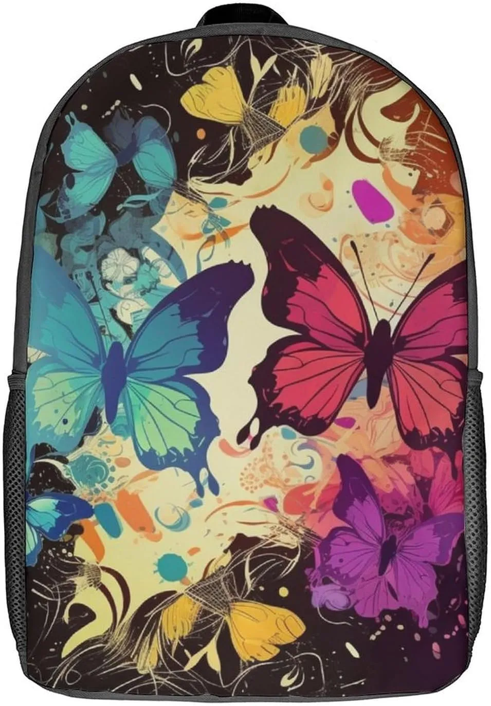 Classic 17 Inch Backpack for Women Men,Colorful Butterfly Pattern Print Cute Casual Daypack Backpacks,Basic Light Weight Back Pack,Travel Hiking Work Laptop Backpack
