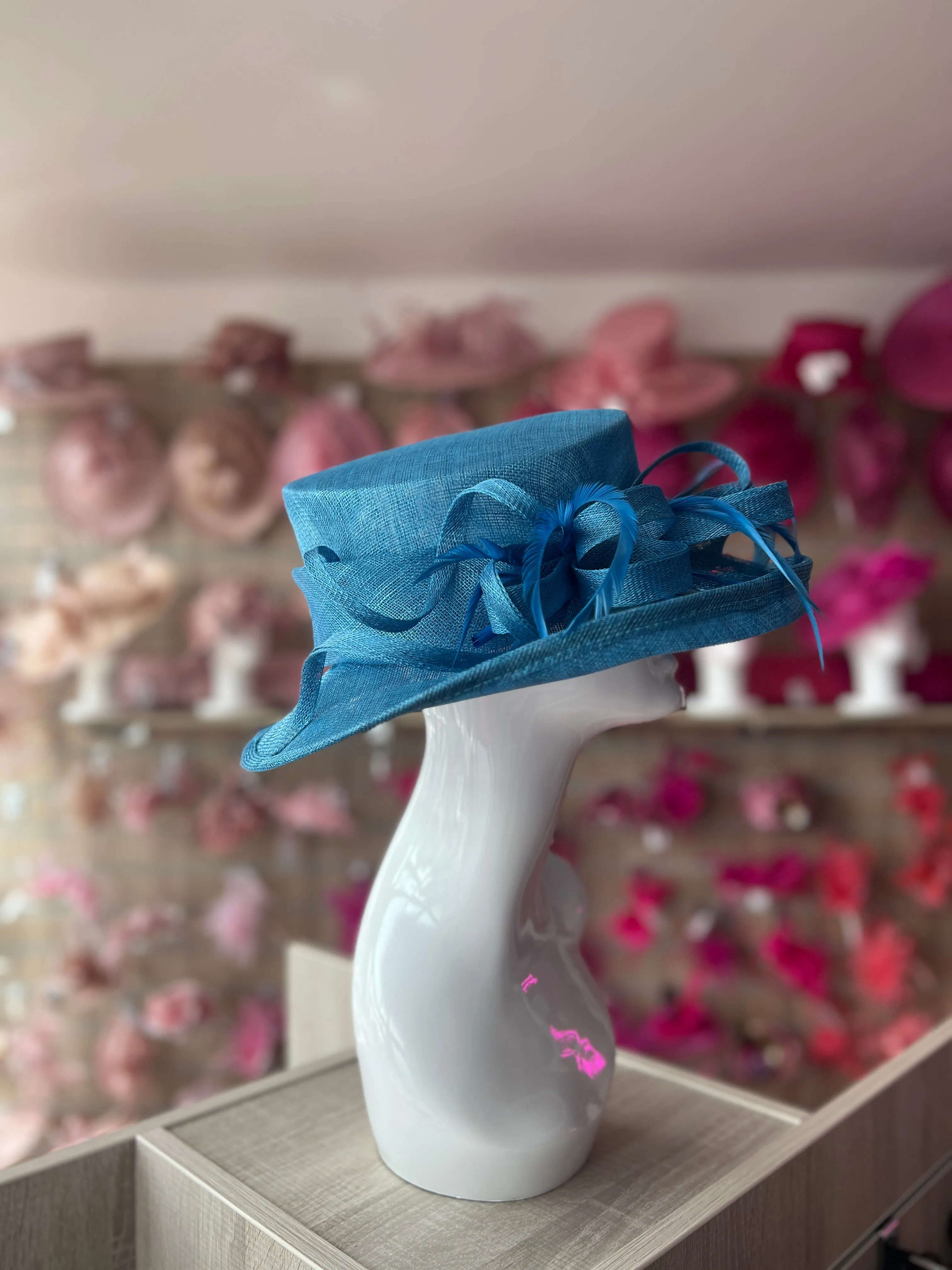 Classic Sinamay Azure Wedding Hat