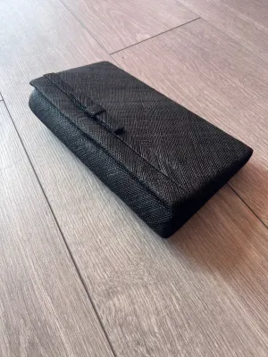 Classic Sinamay Black Clutch Bag For Weddings