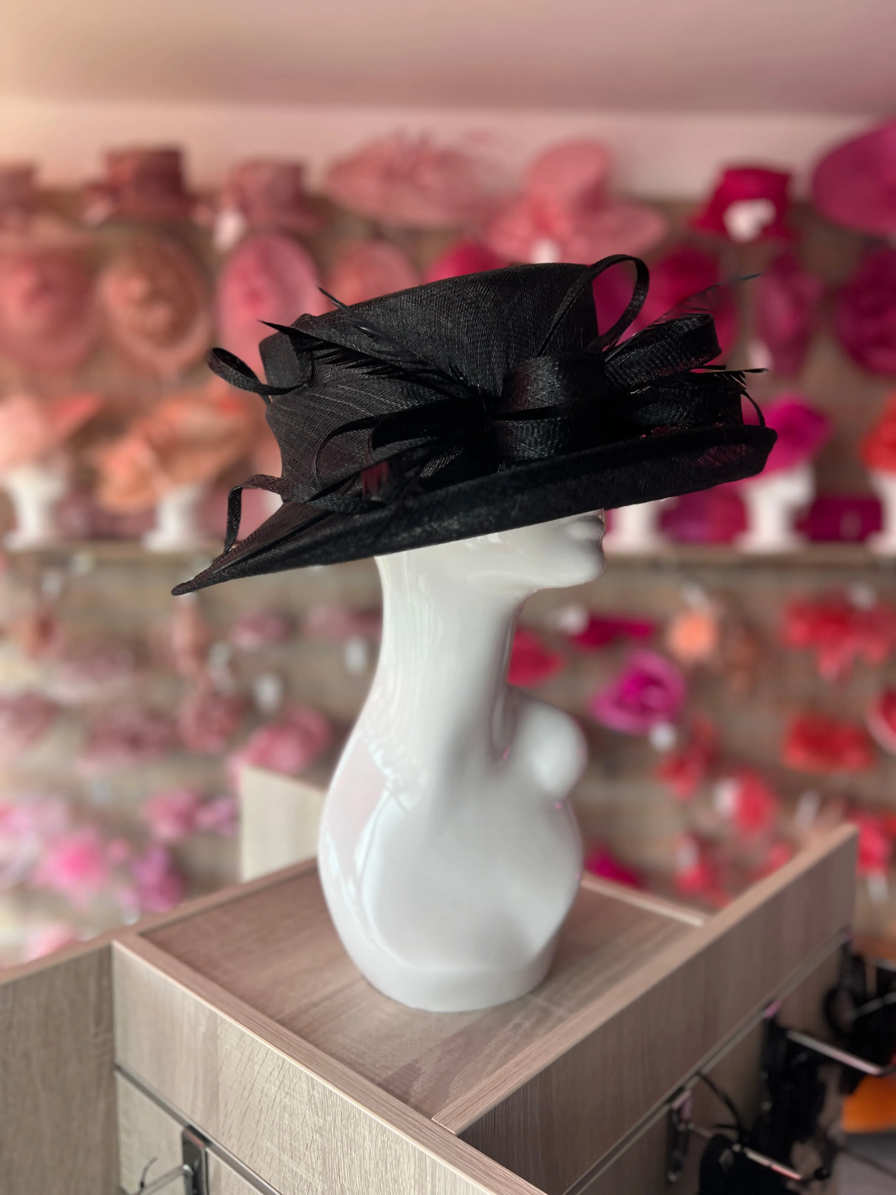 Classic Sinamay Black Wedding Hat