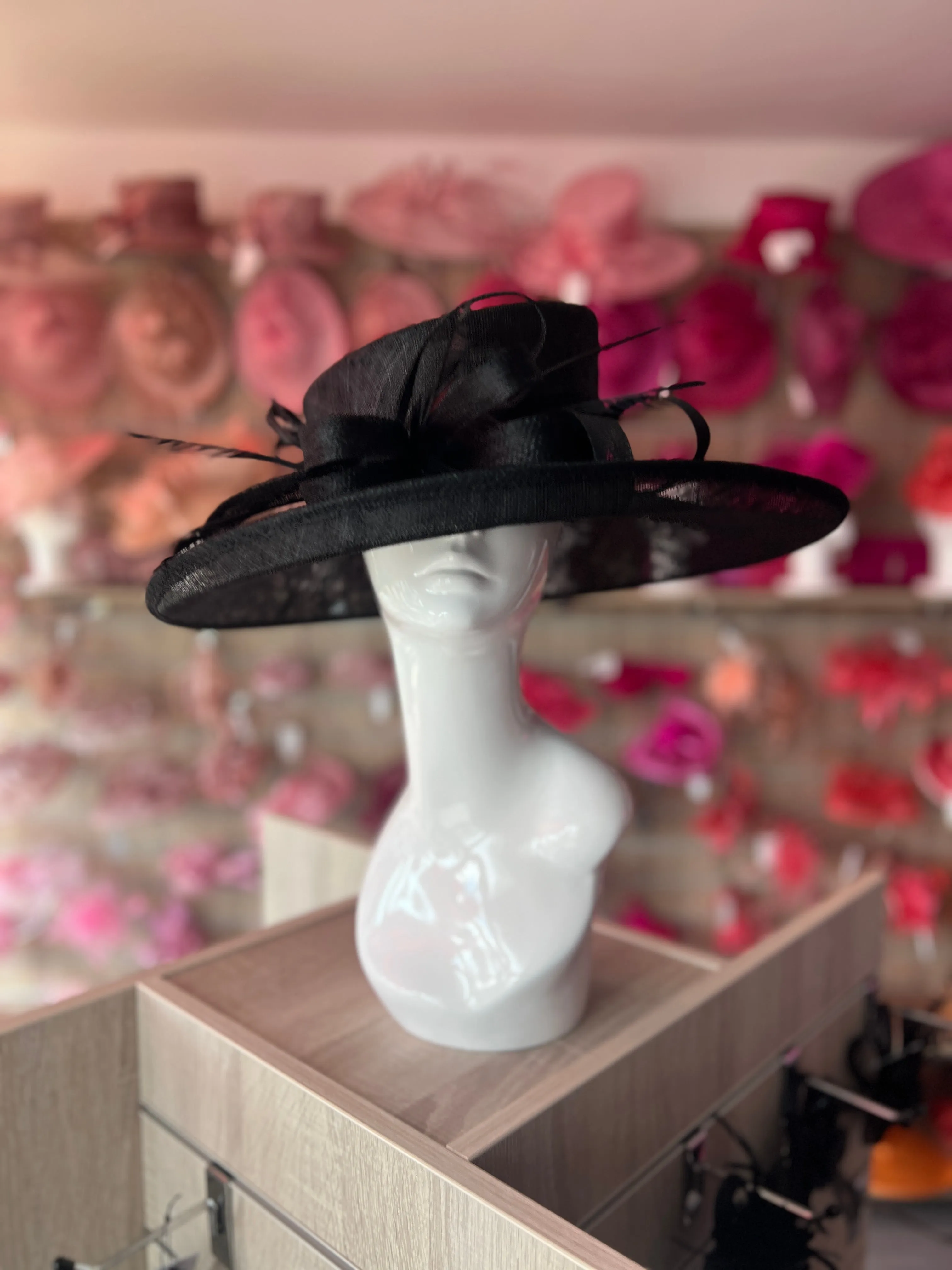 Classic Sinamay Black Wedding Hat
