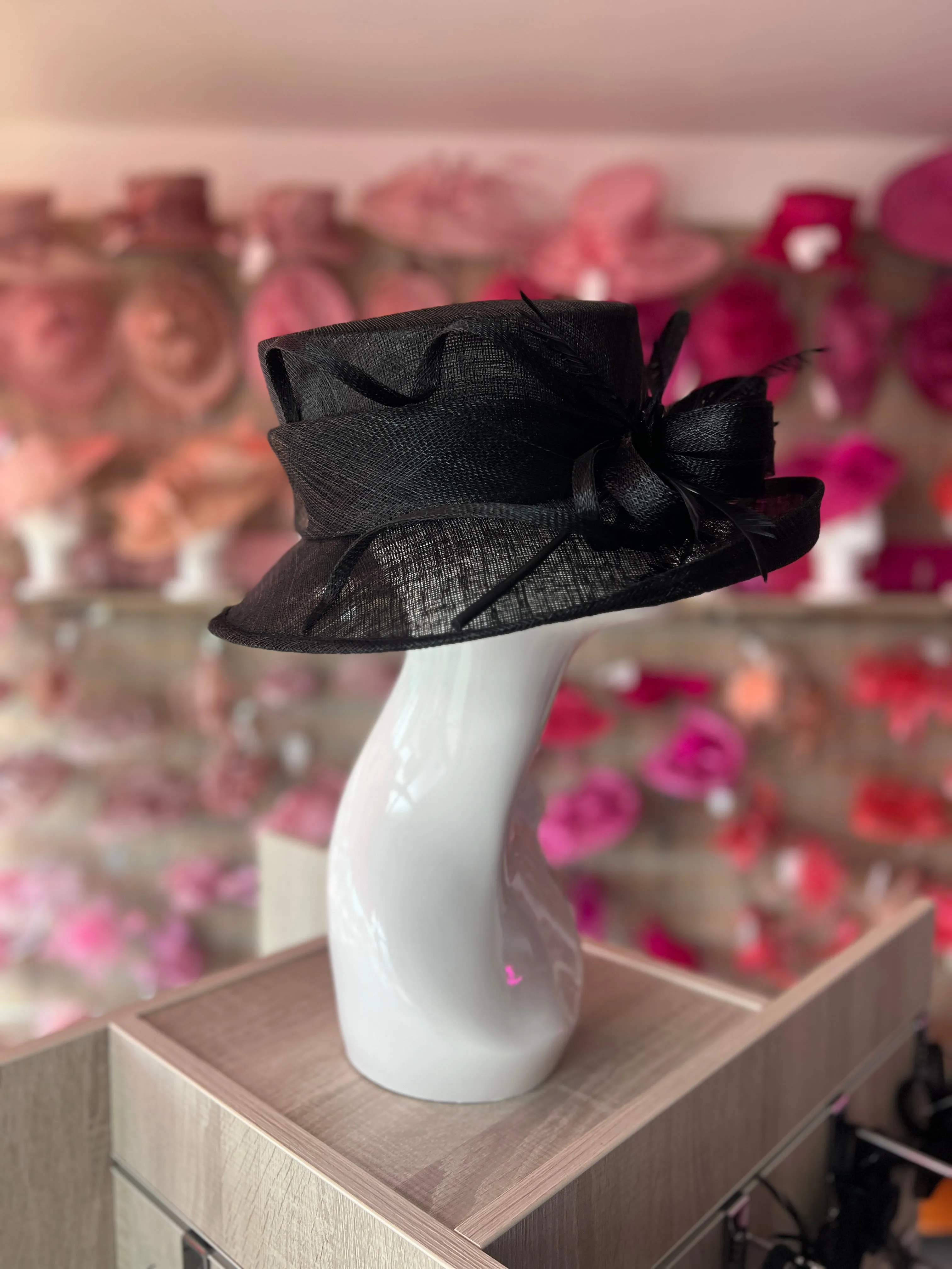 Classic Sinamay Black Wedding Hat