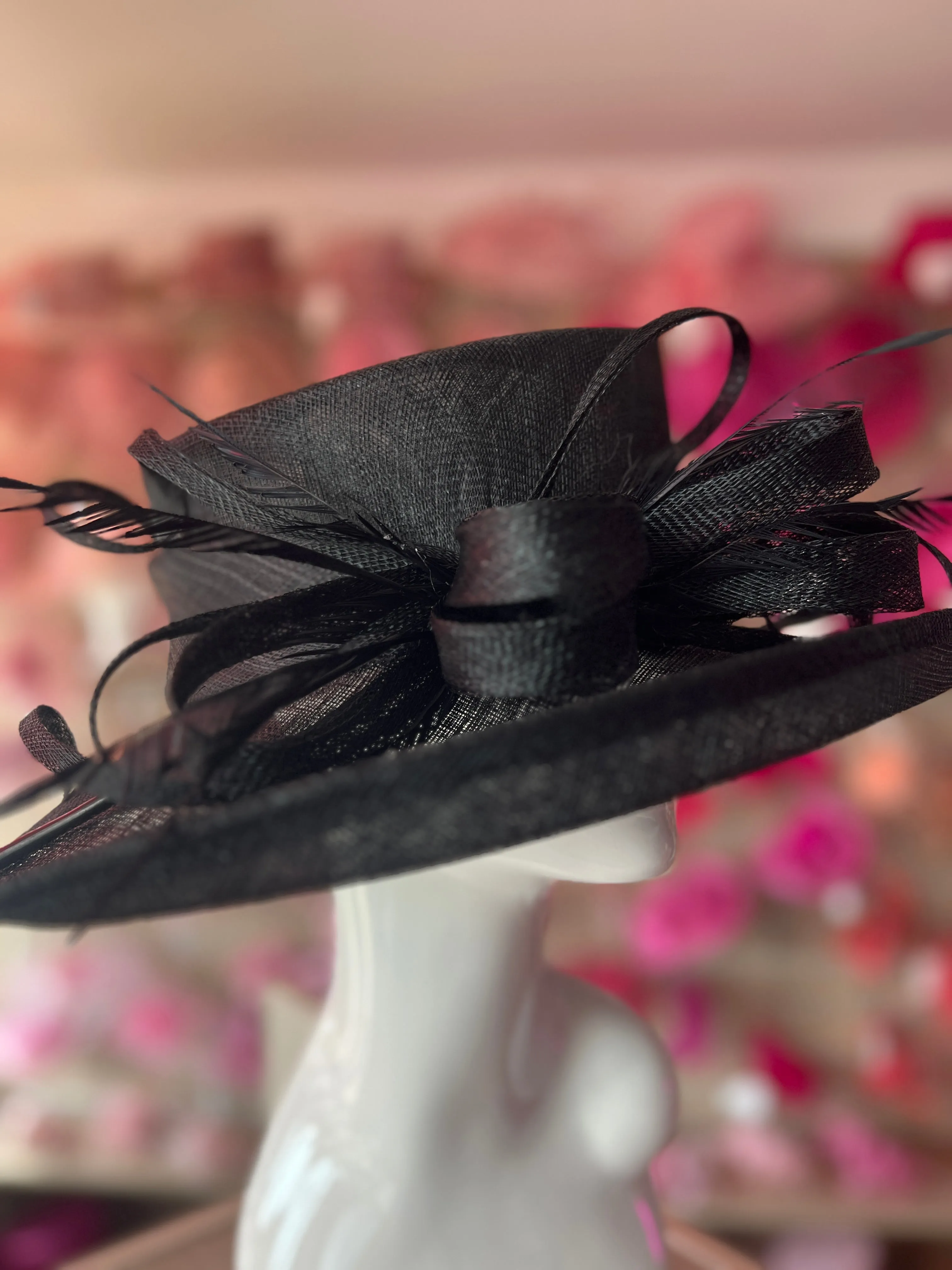 Classic Sinamay Black Wedding Hat