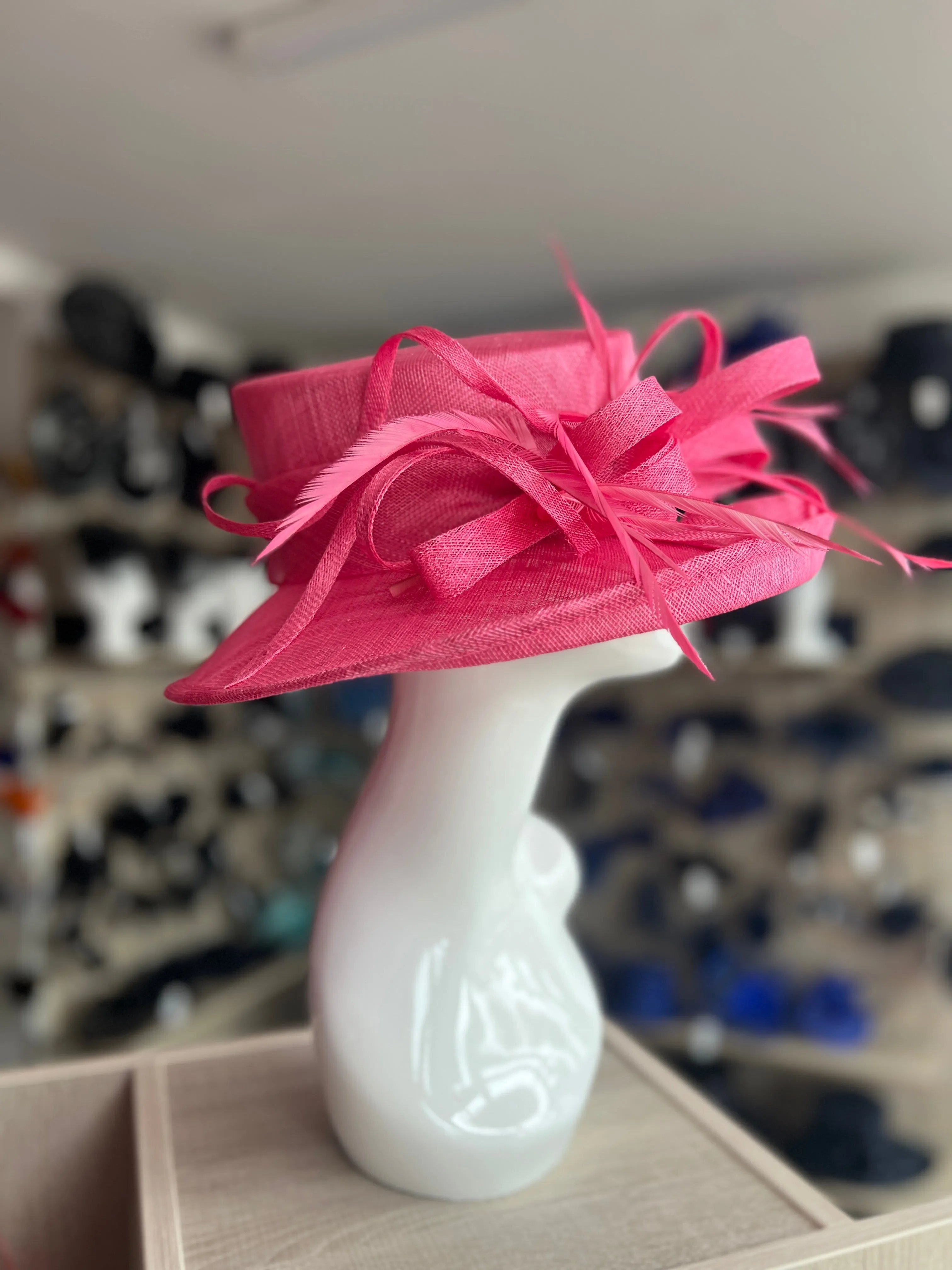 Classic Sinamay Hot Pink Cerise Wedding Hat