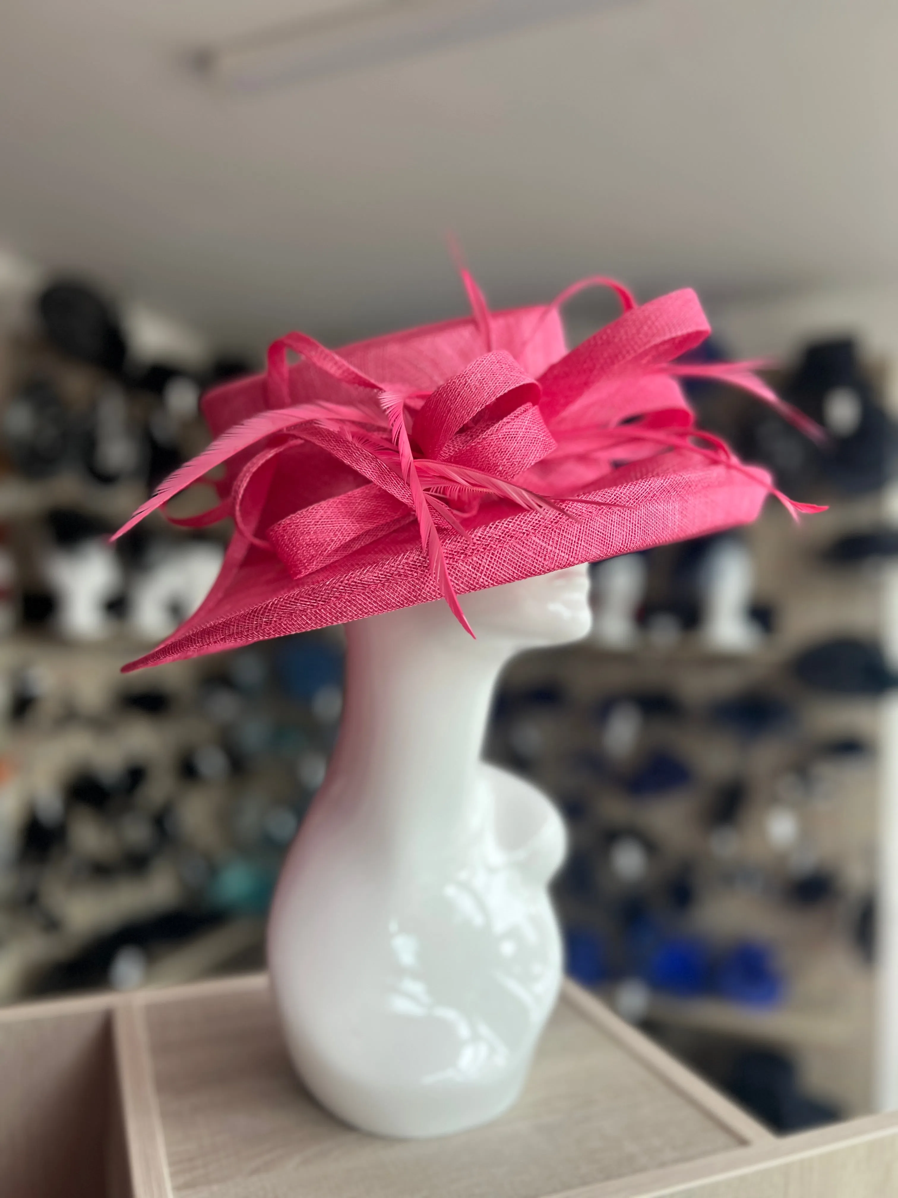Classic Sinamay Hot Pink Cerise Wedding Hat