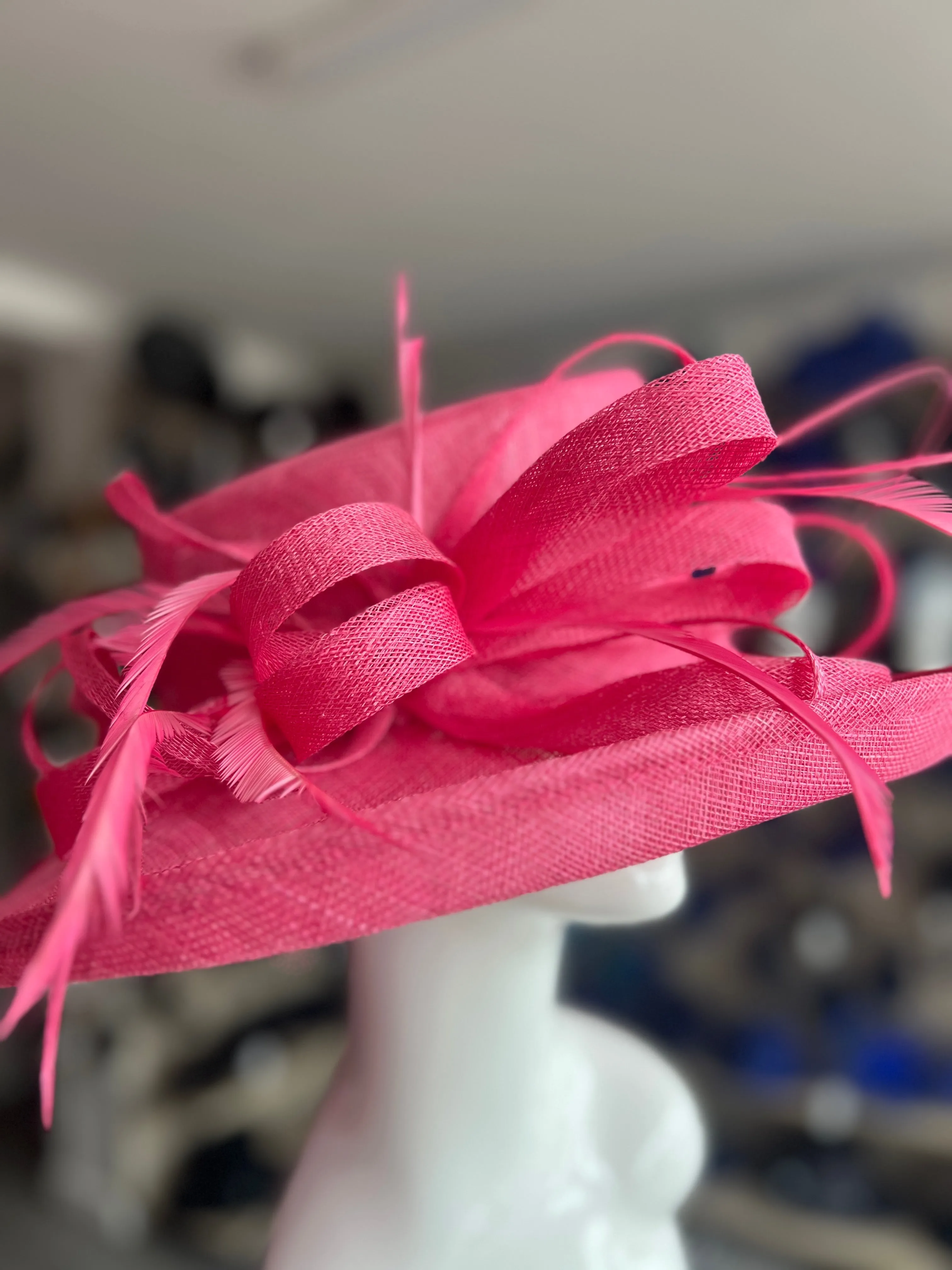 Classic Sinamay Hot Pink Cerise Wedding Hat
