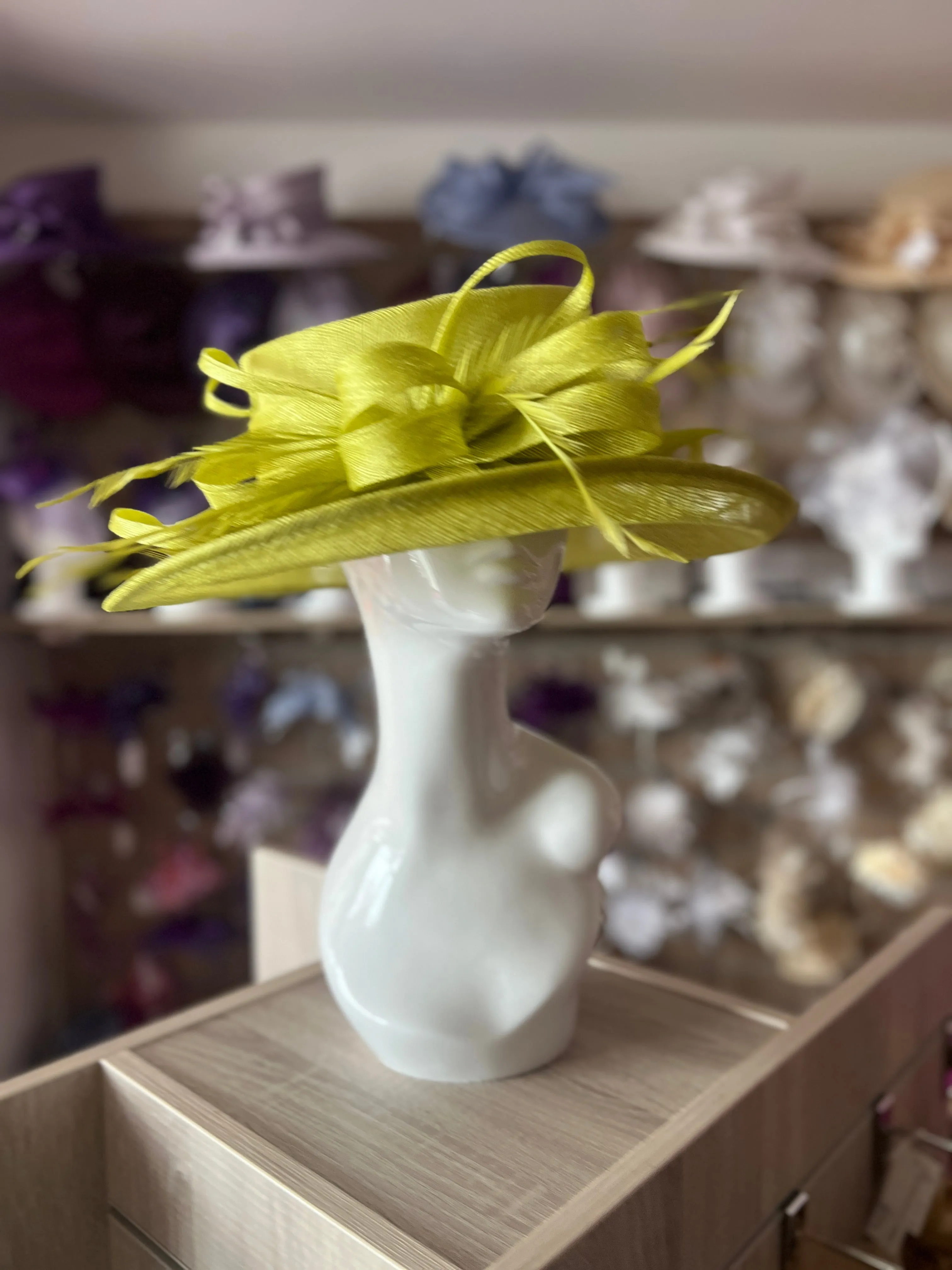 Classic Sinamay Lime Green Wedding Hat