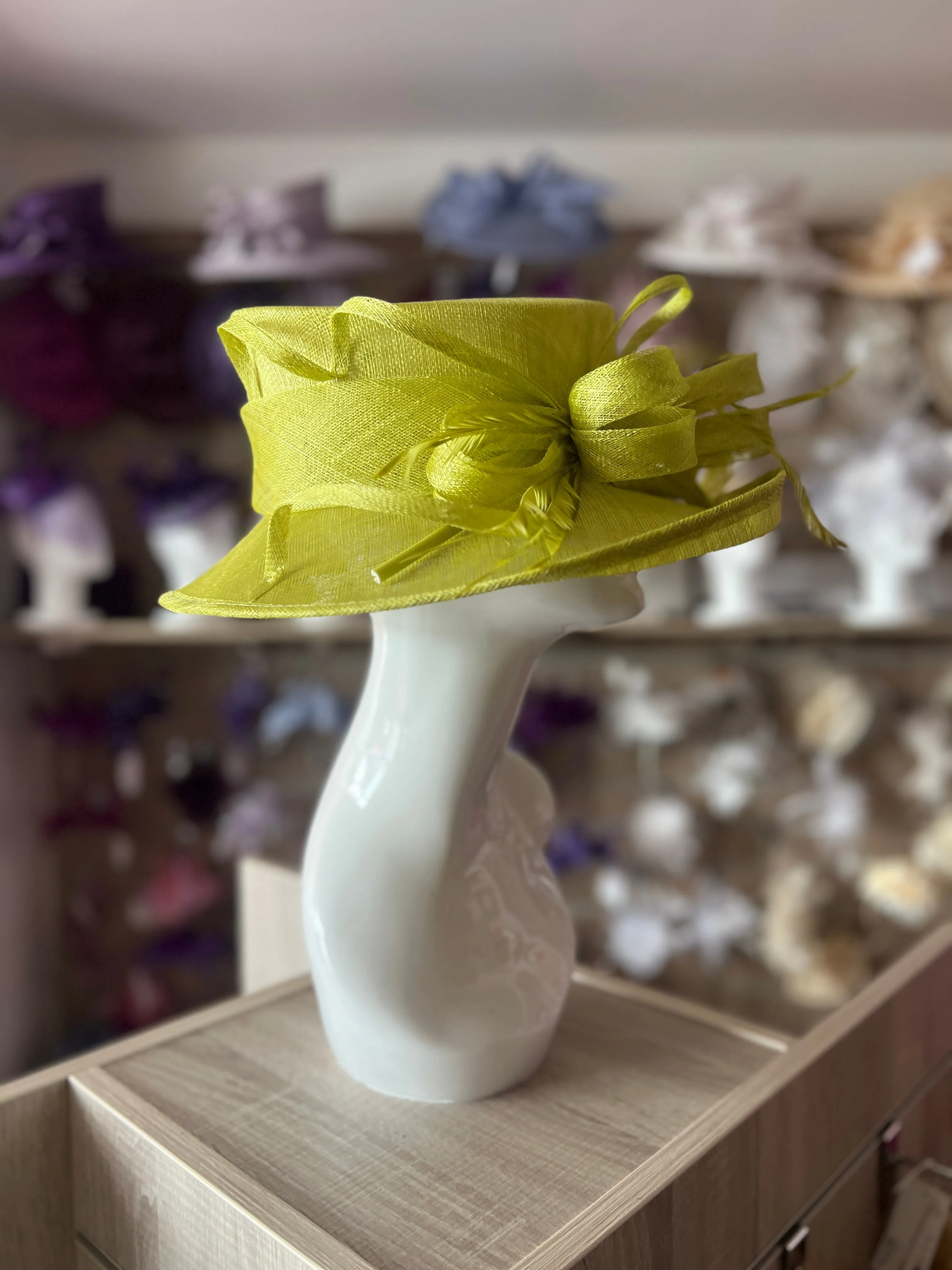 Classic Sinamay Lime Green Wedding Hat