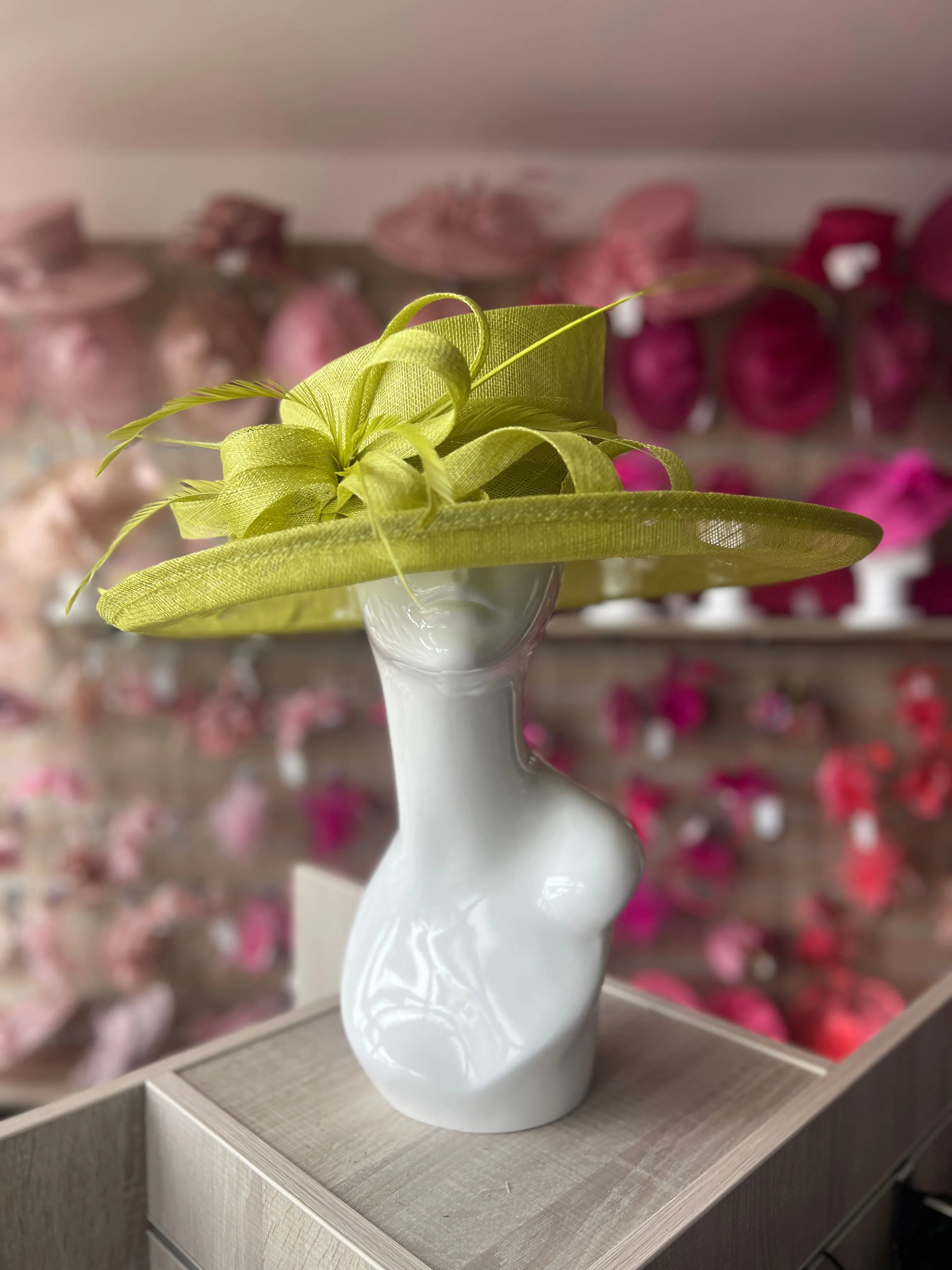 Classic Sinamay Lime Green Wedding Hat