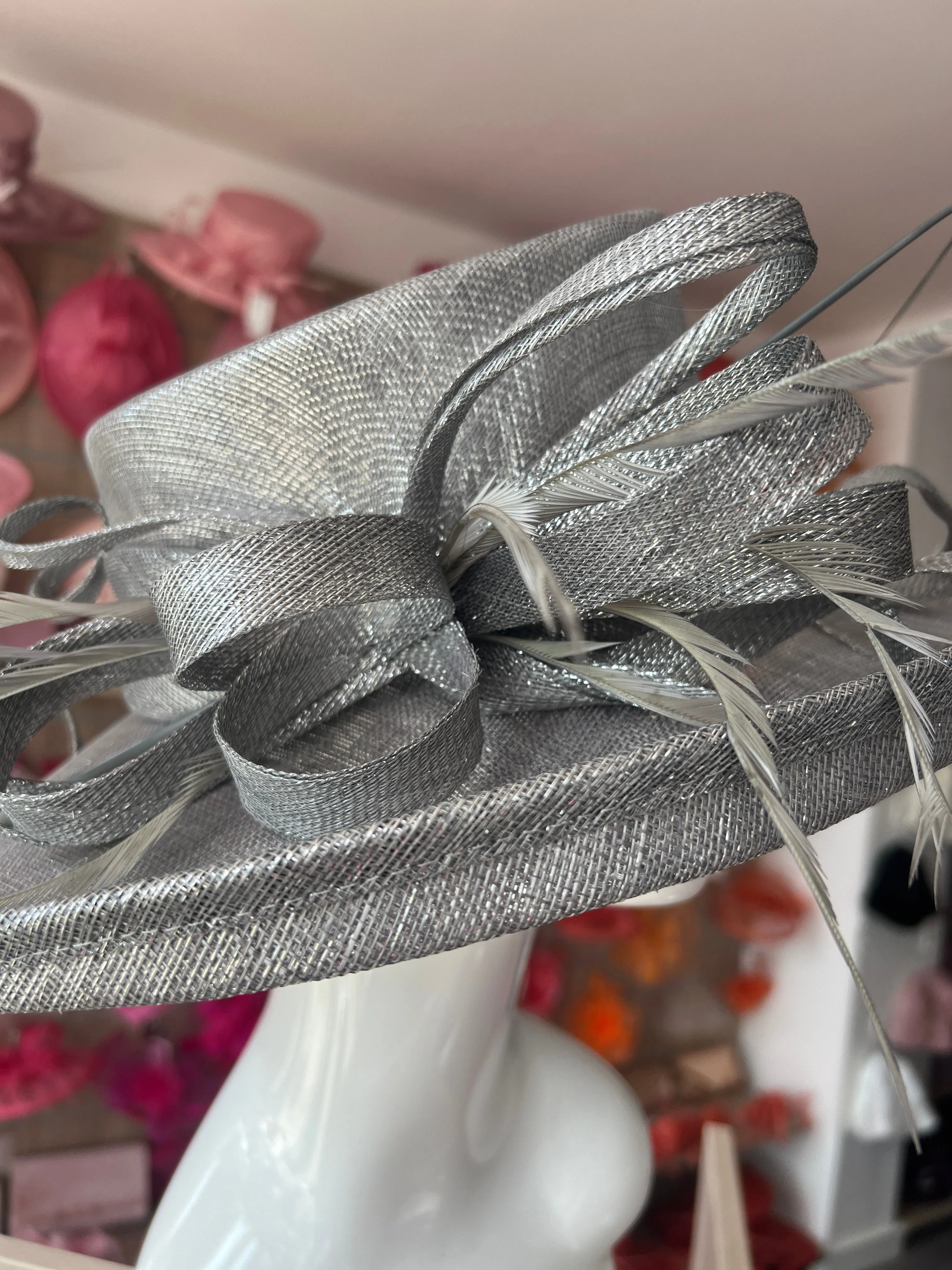 Classic Sinamay Metallic Graphite Wedding Hat