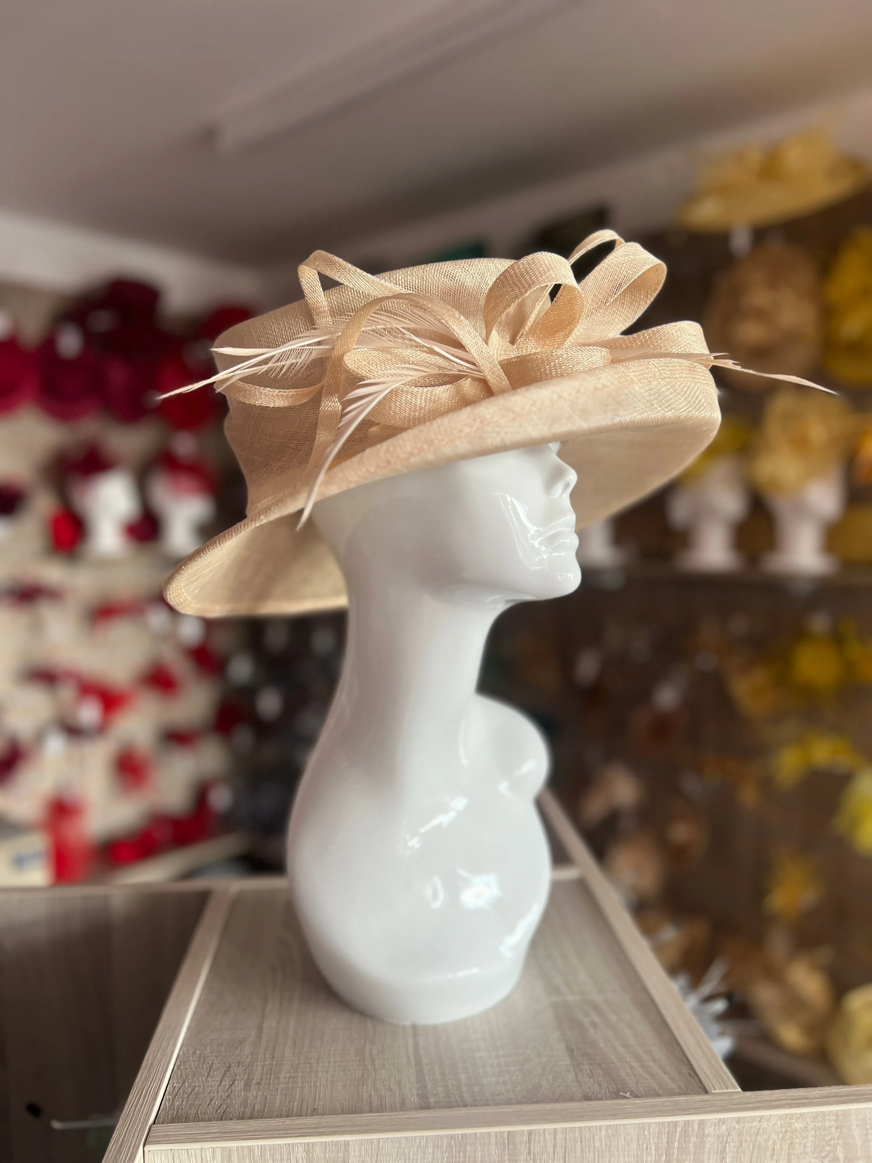 Classic Sinamay Nude Wedding Hat