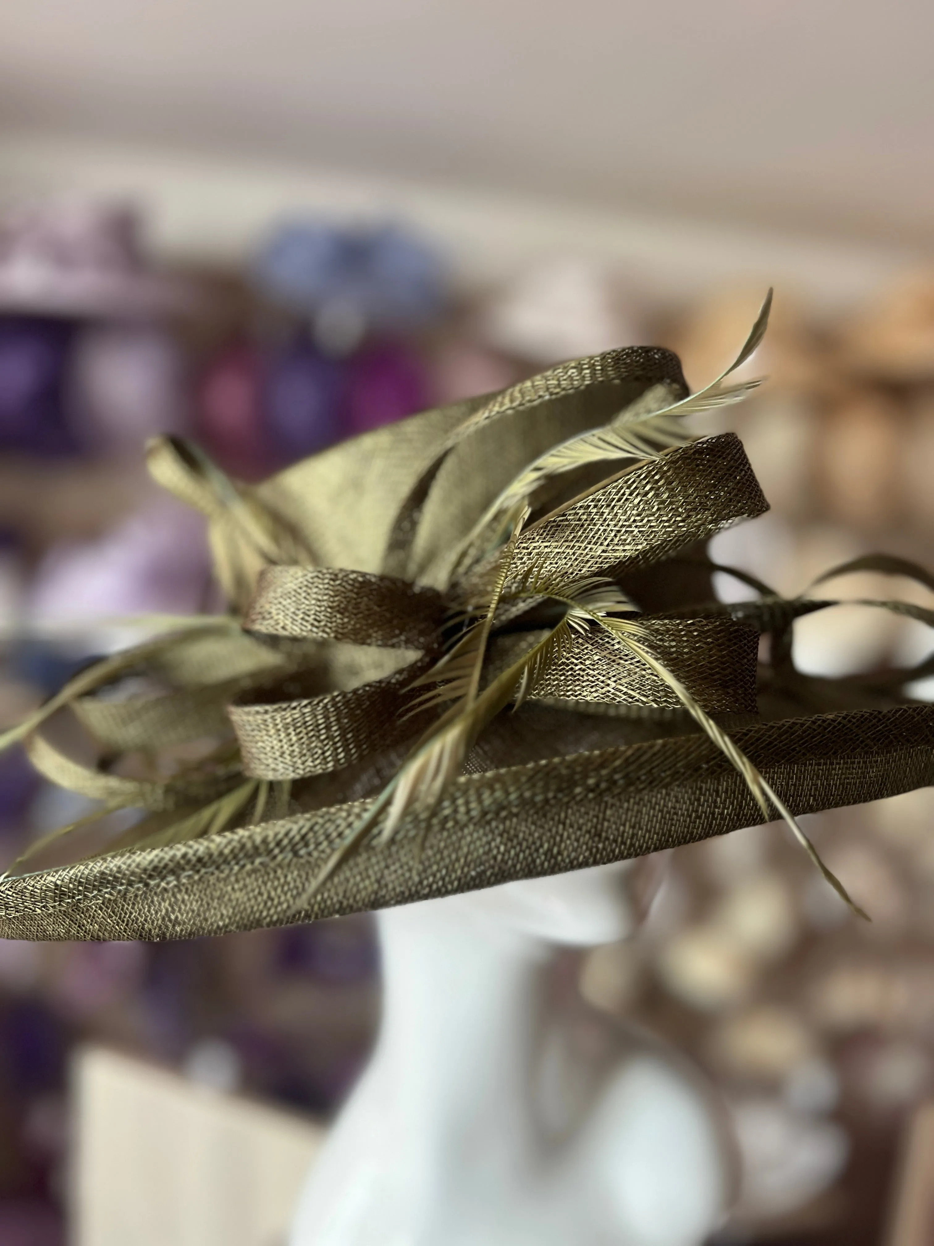 Classic Sinamay Olive Wedding Hat