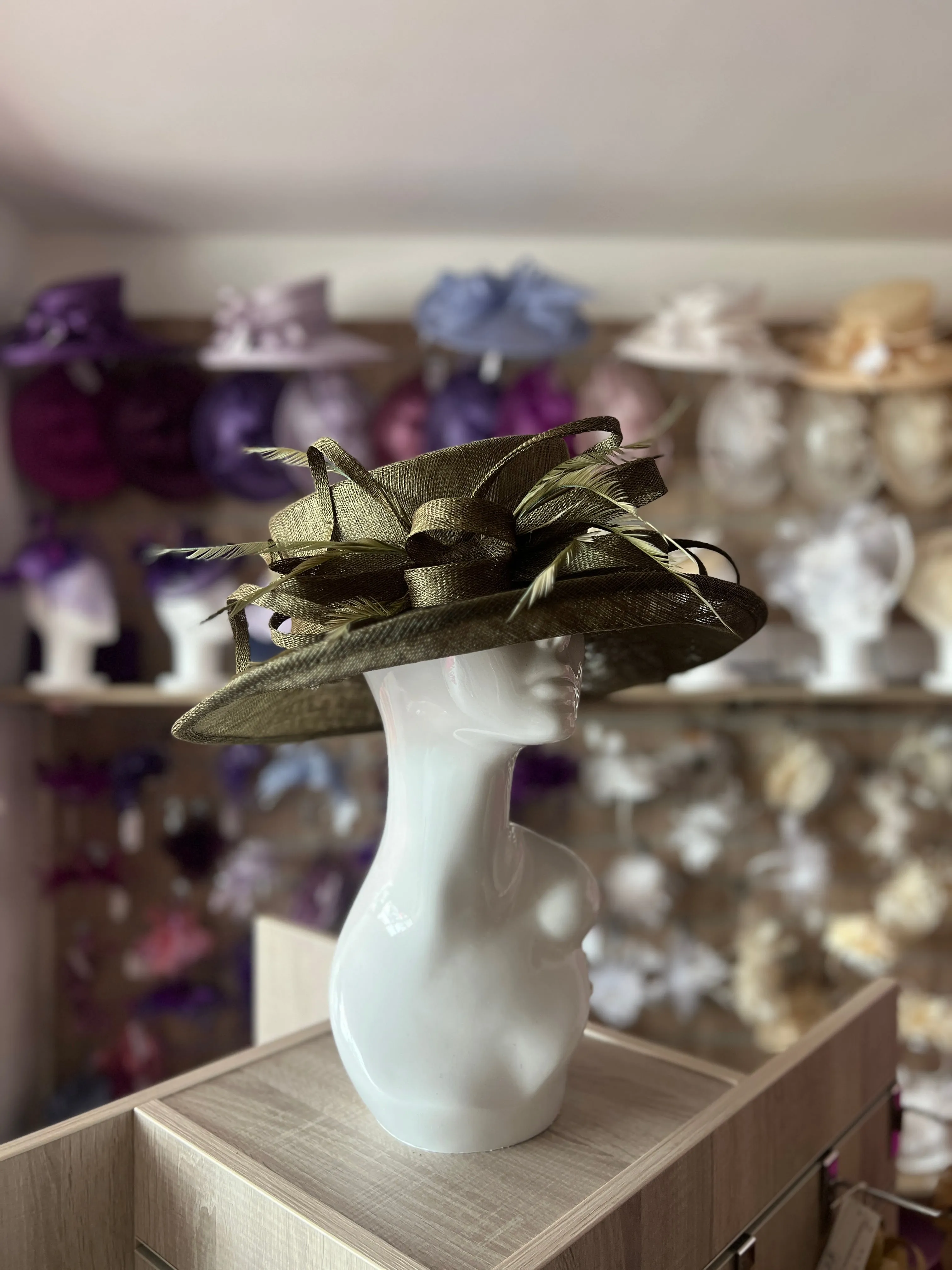 Classic Sinamay Olive Wedding Hat