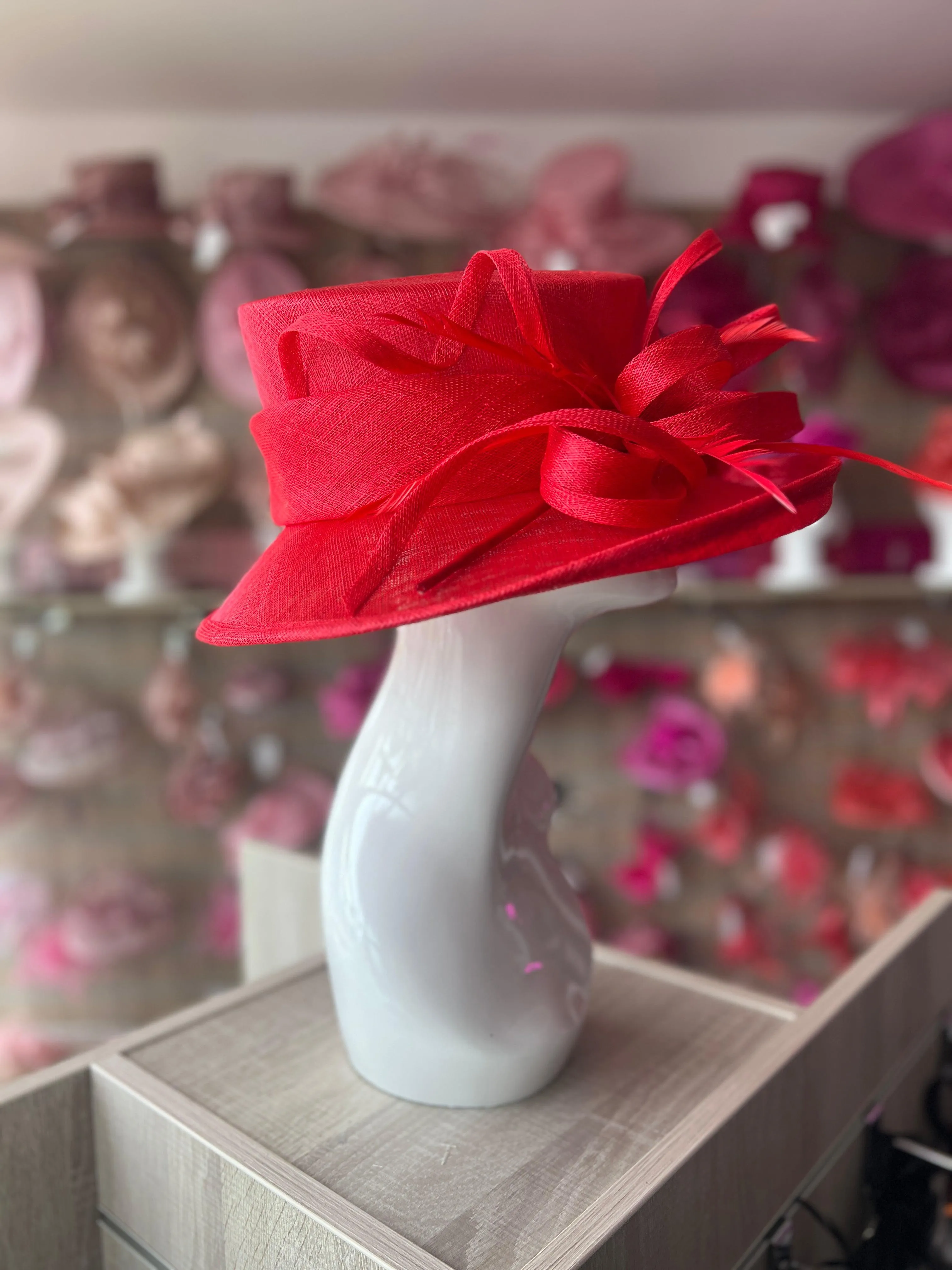 Classic Sinamay Poppy Red Wedding Hat