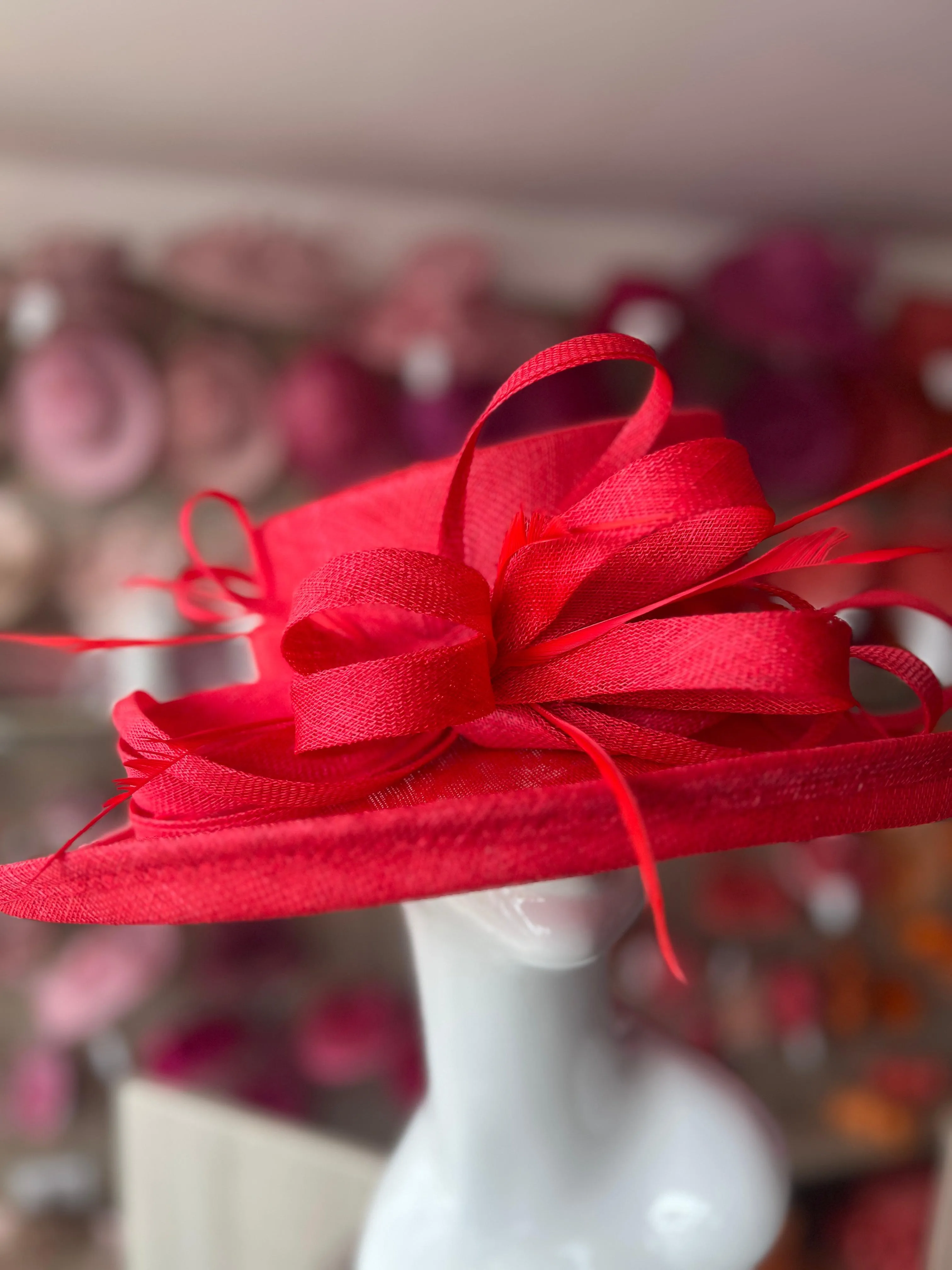 Classic Sinamay Poppy Red Wedding Hat