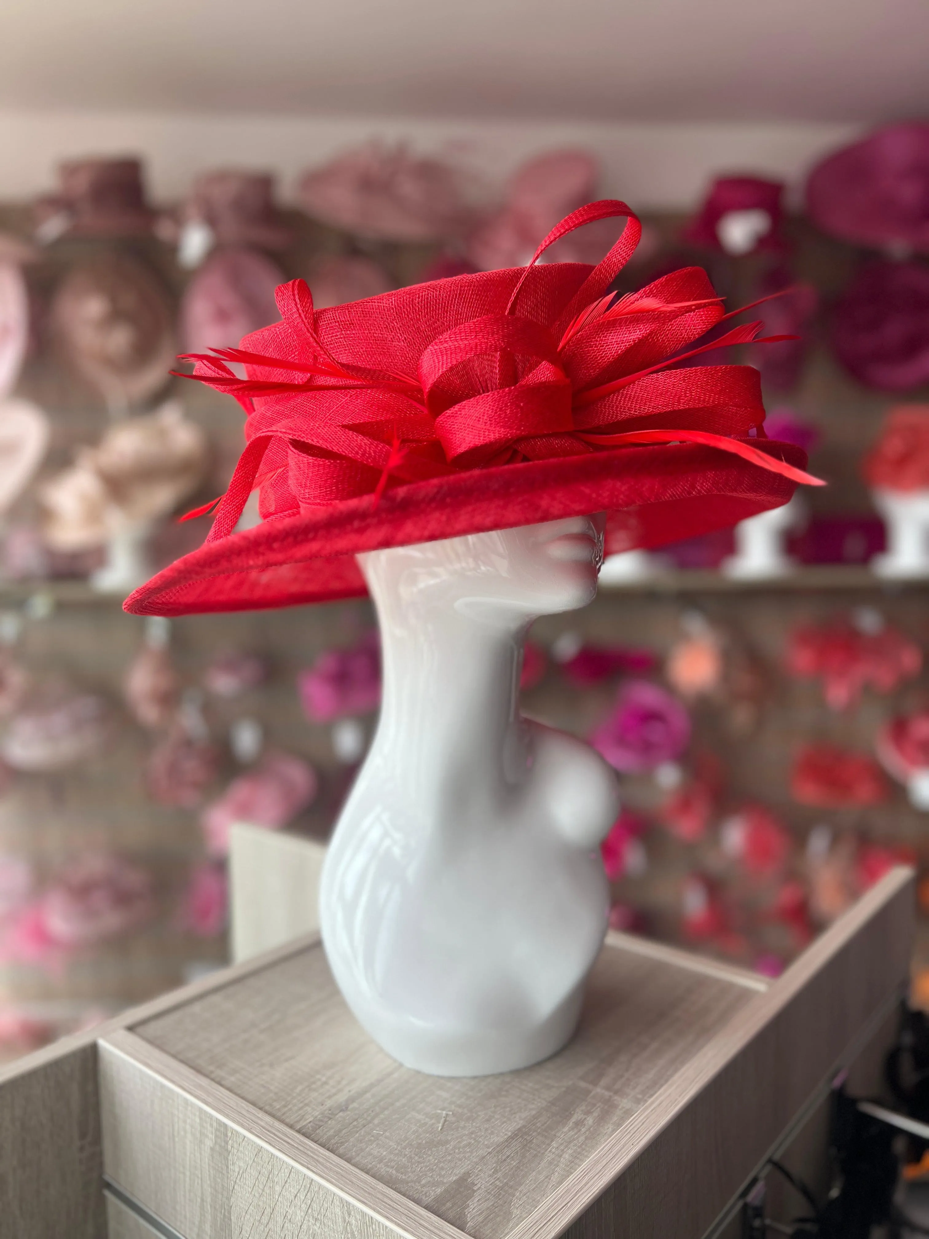 Classic Sinamay Poppy Red Wedding Hat