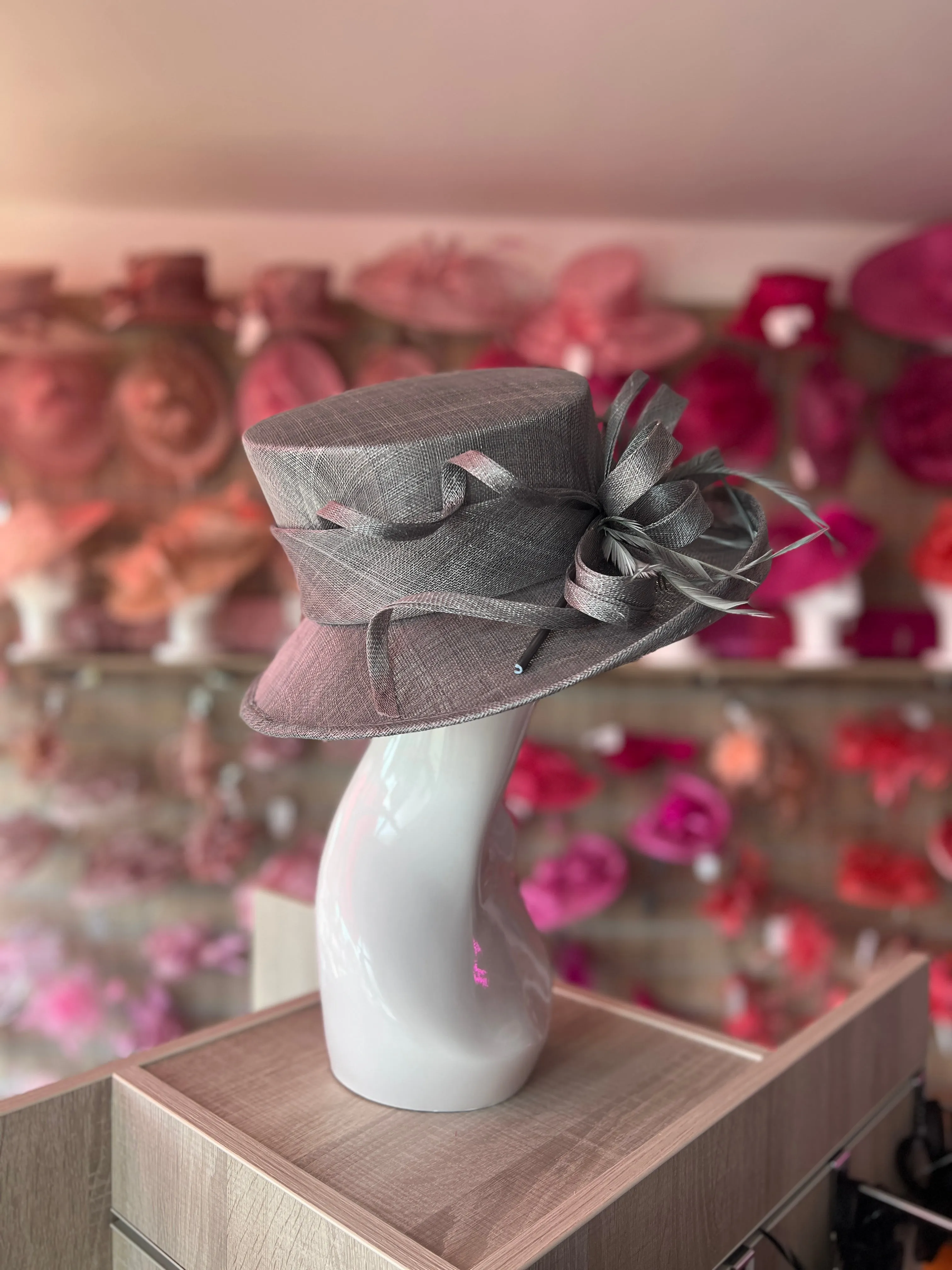 Classic Sinamay Slate Wedding Hat