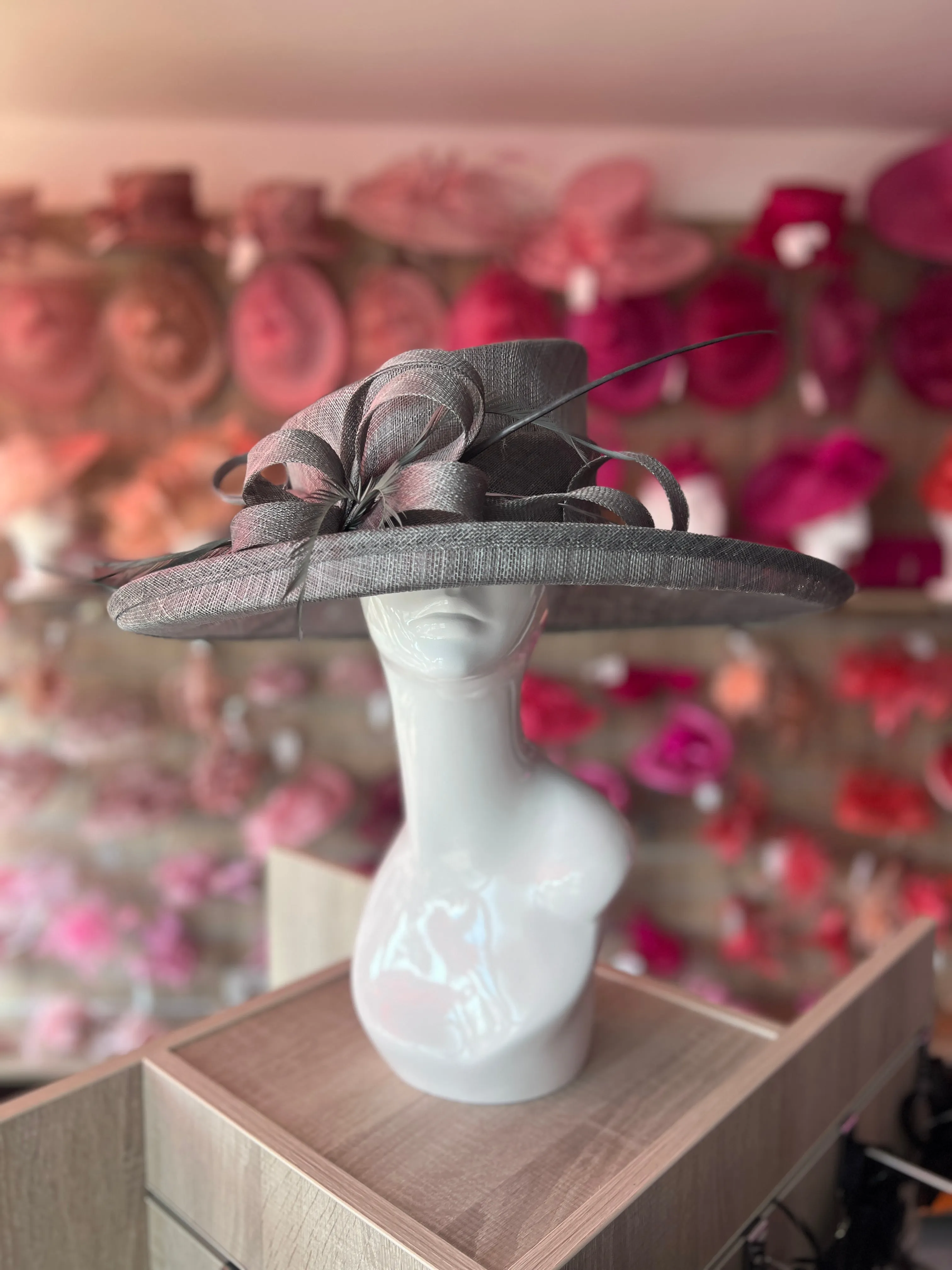 Classic Sinamay Slate Wedding Hat