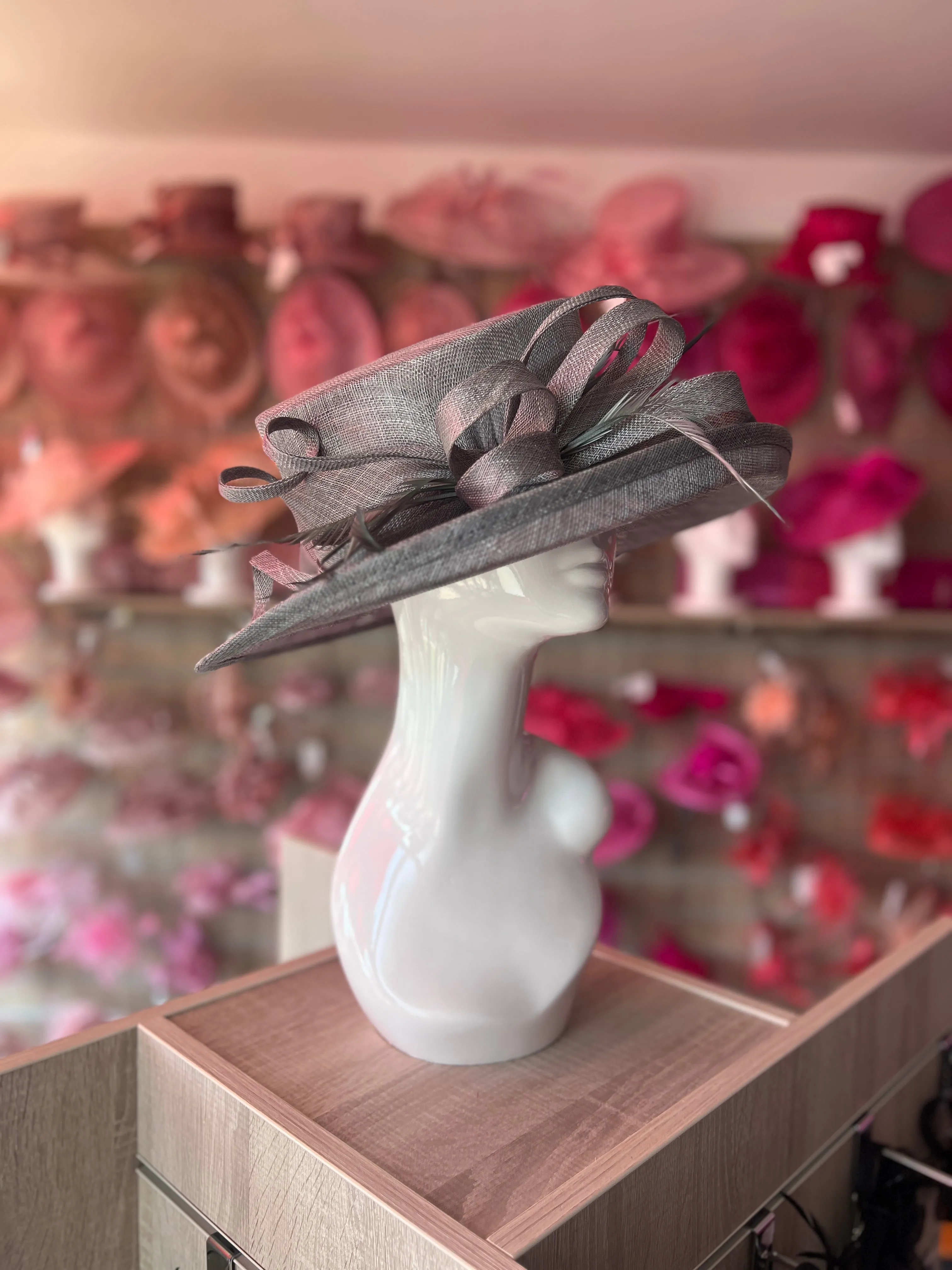 Classic Sinamay Slate Wedding Hat