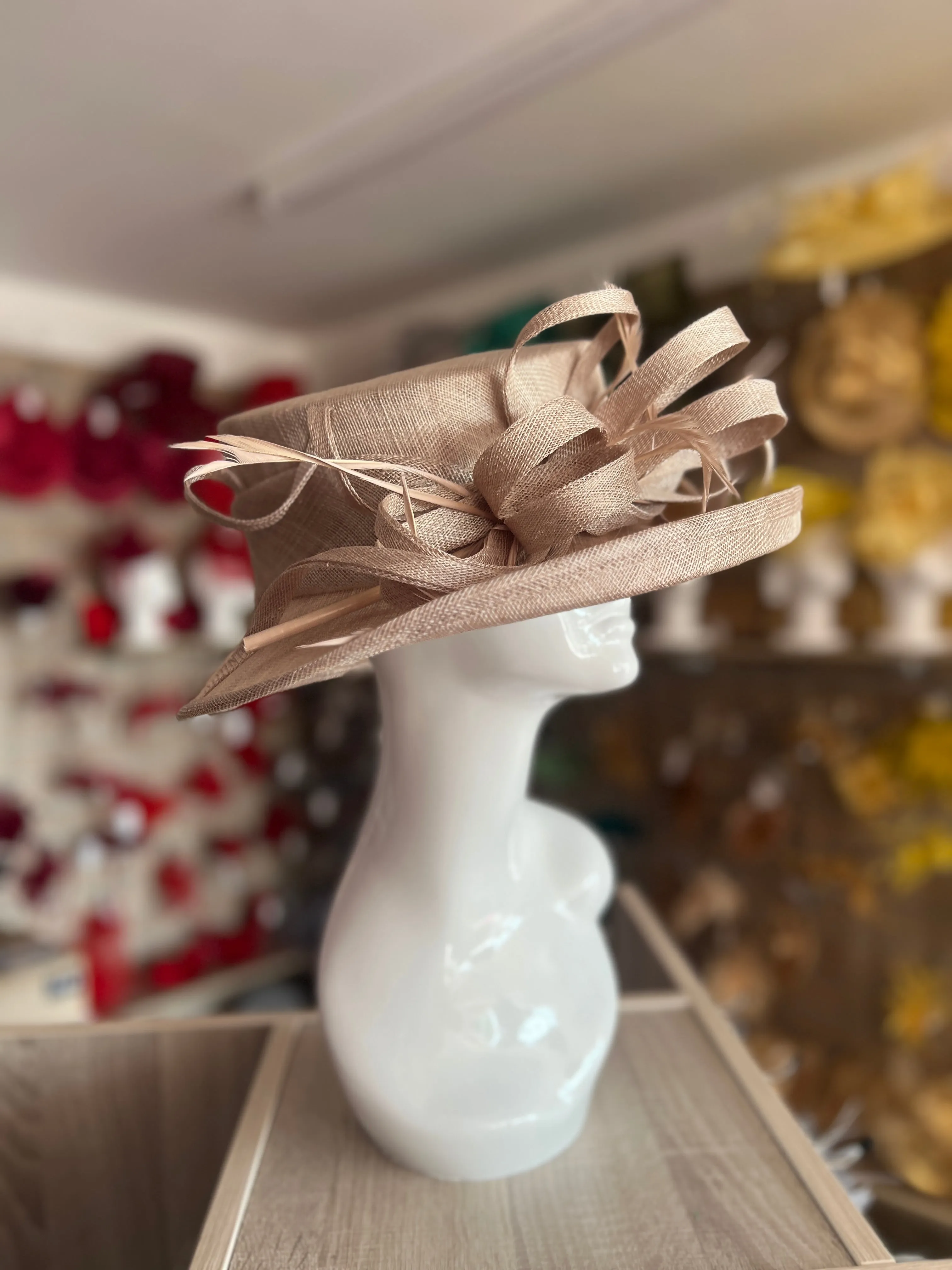 Classic Sinamay Taupe Wedding Hat