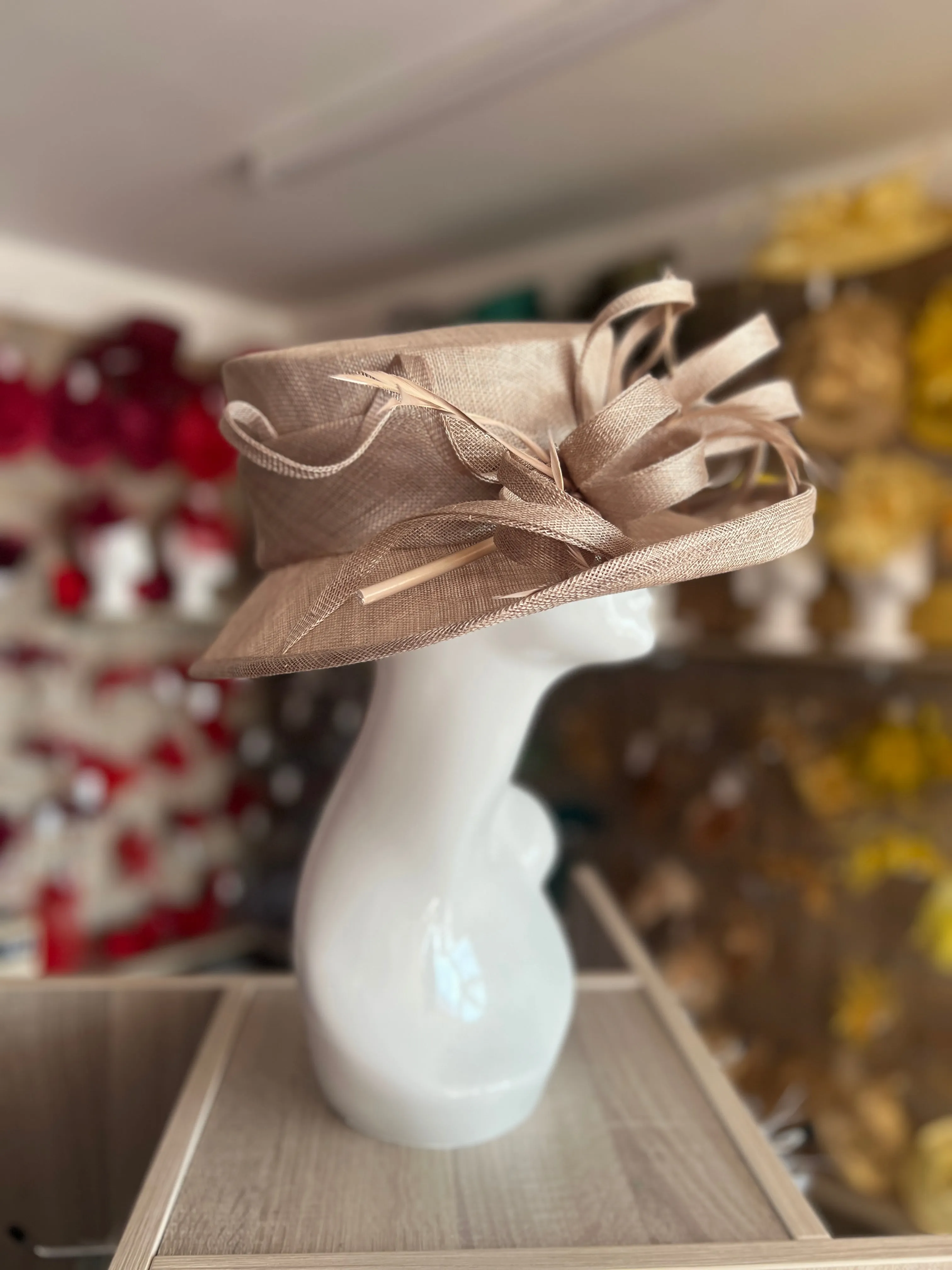 Classic Sinamay Taupe Wedding Hat