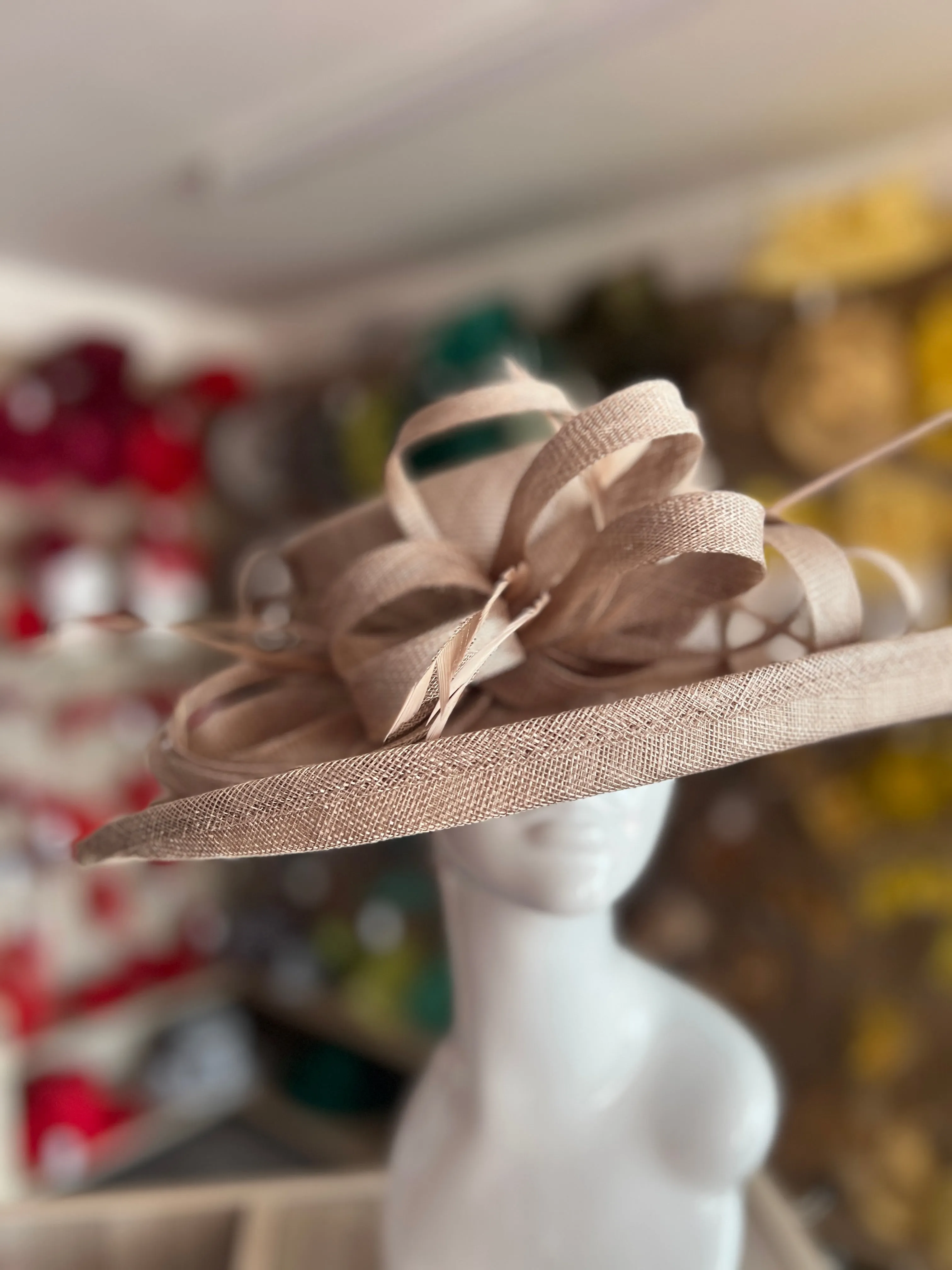 Classic Sinamay Taupe Wedding Hat