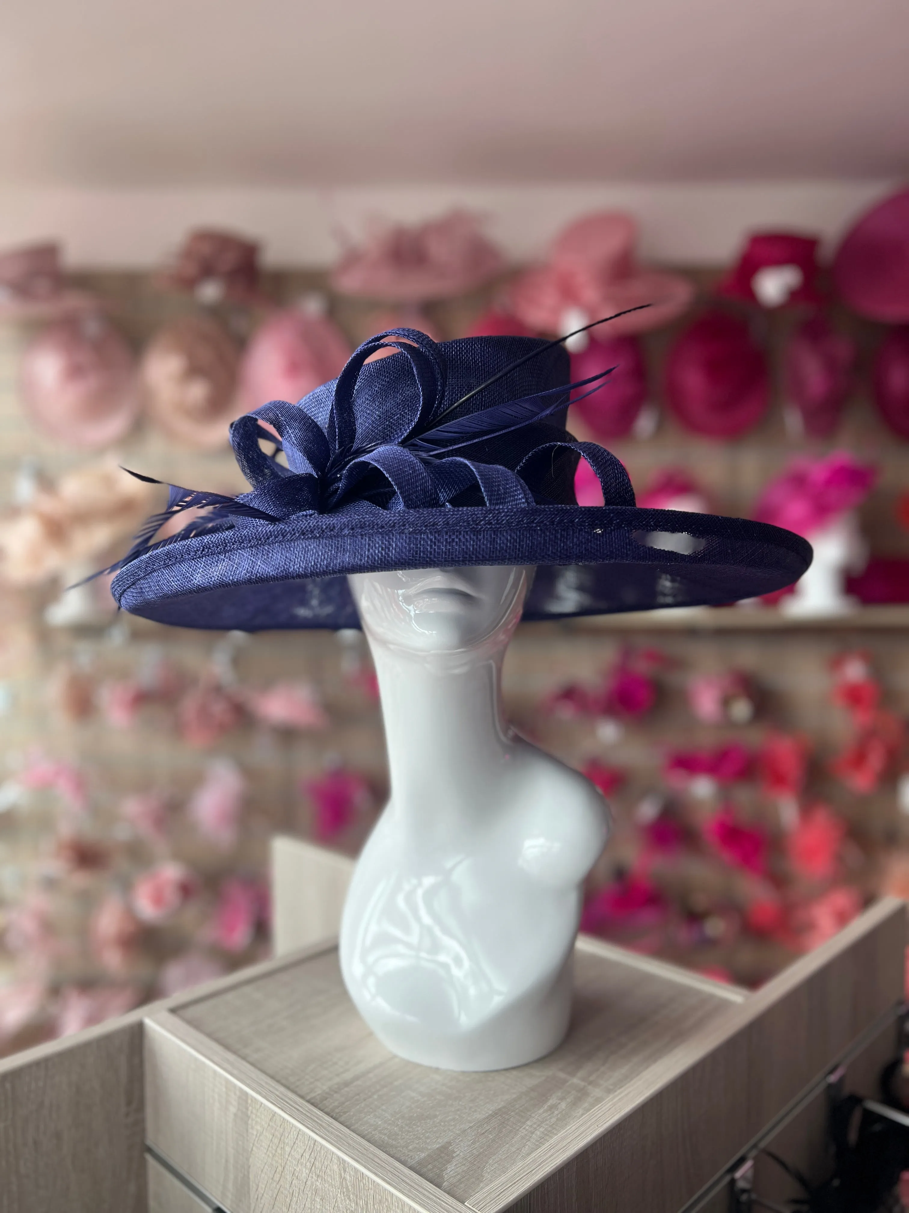 Classic Sinamay Twilight Blue Wedding Hat