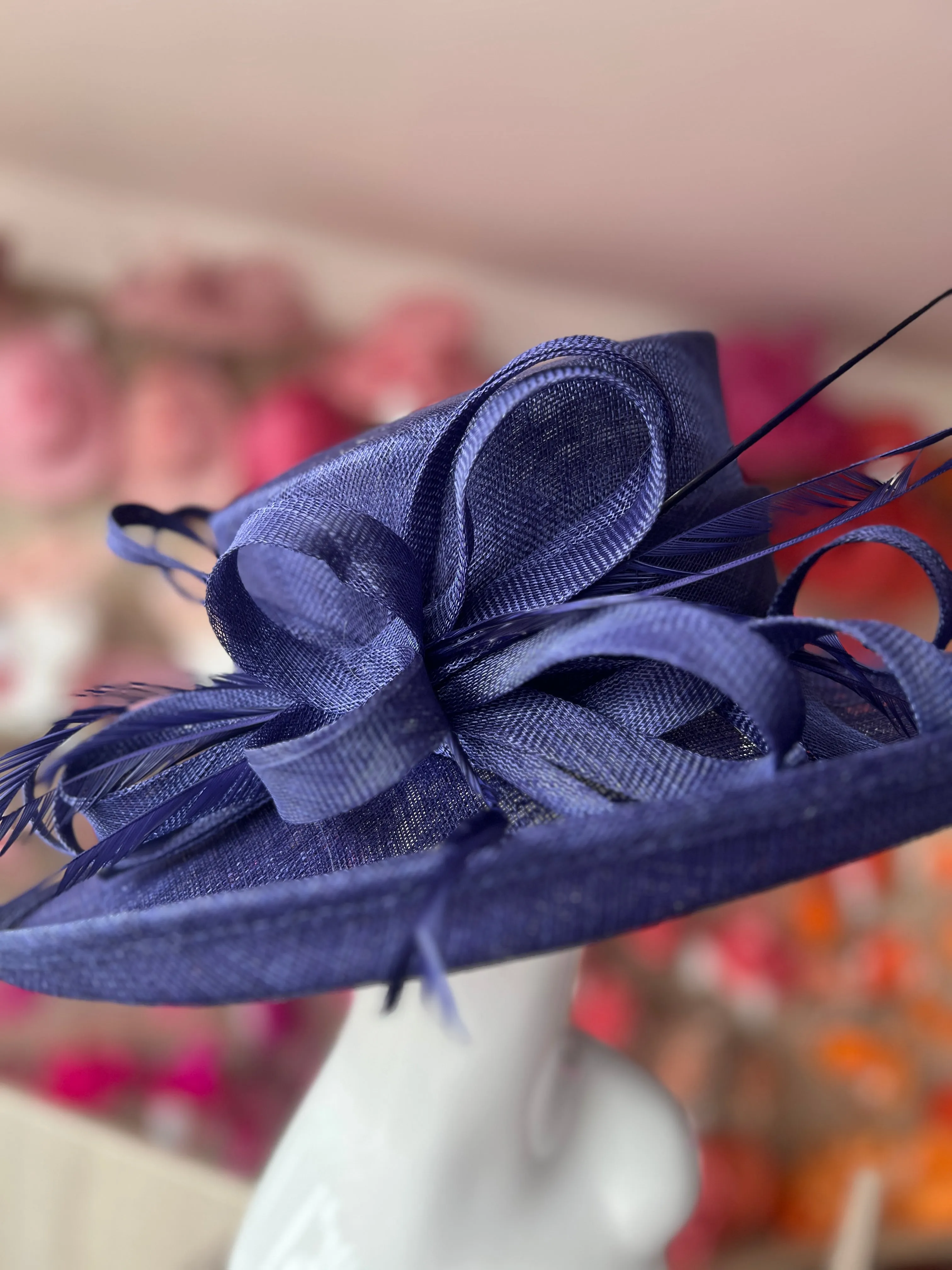 Classic Sinamay Twilight Blue Wedding Hat