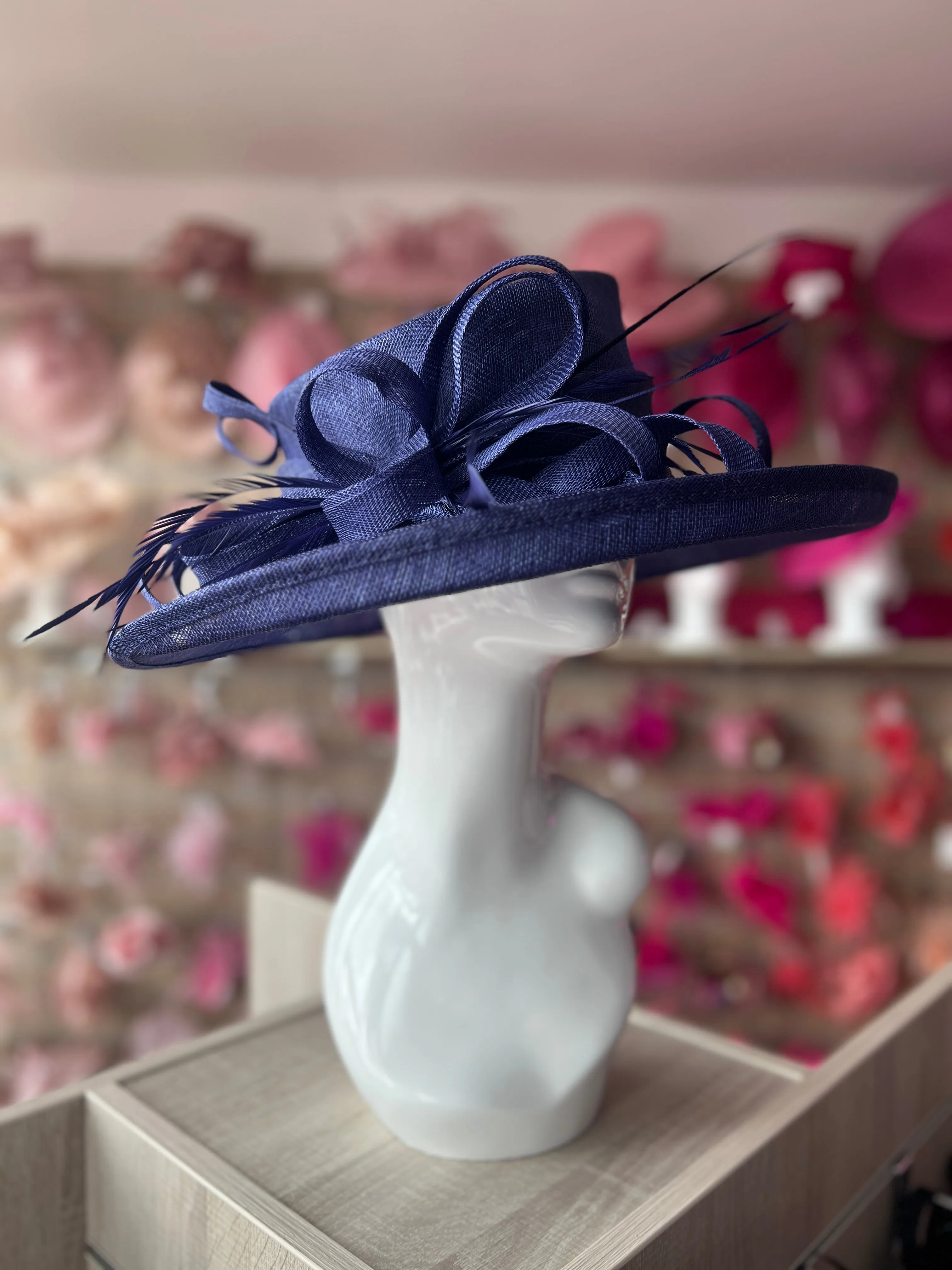 Classic Sinamay Twilight Blue Wedding Hat