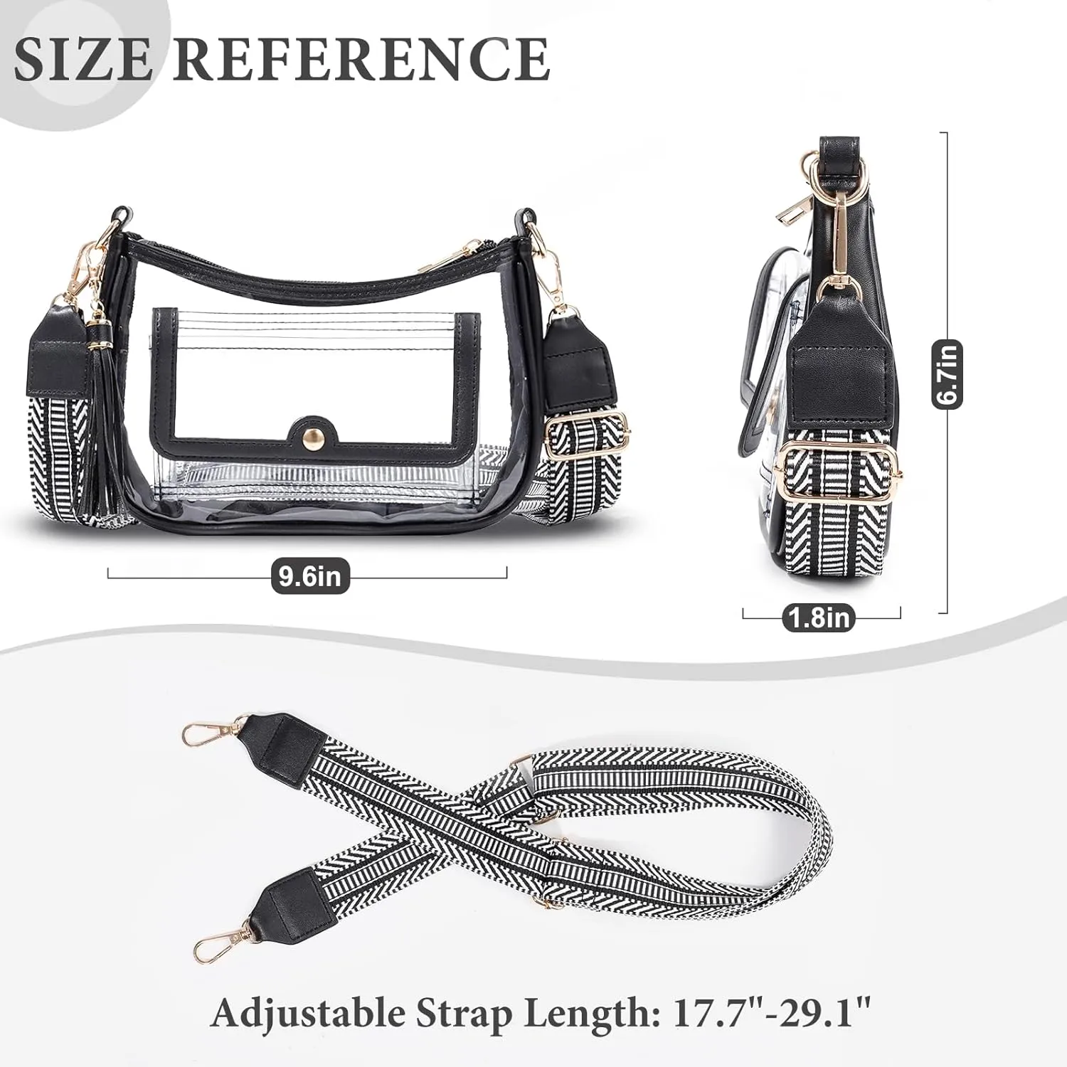 Clear Bag for Stadium Events, Clear Purses for Women, Crossbody Stadium Approved