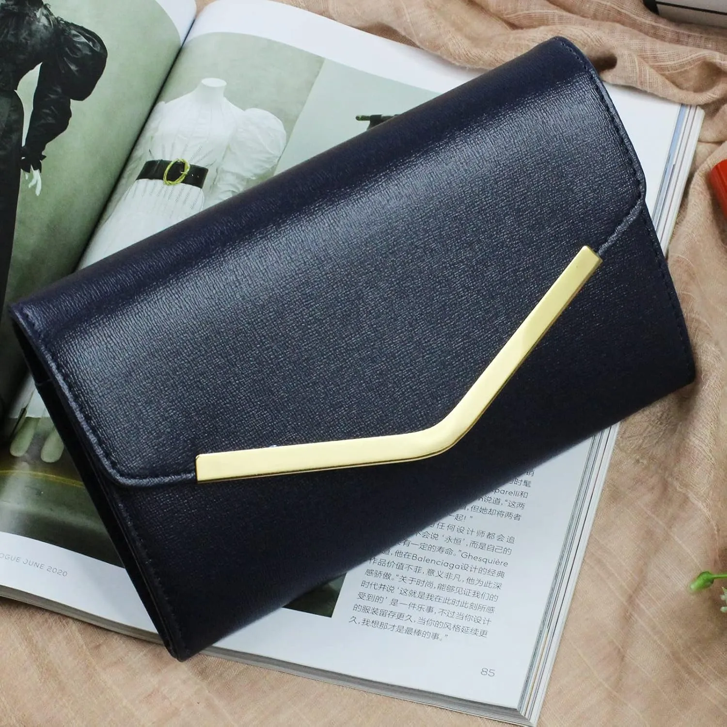 Clutch Purse Evening Bag for Women，Envelope Handbag With Detachable Chain